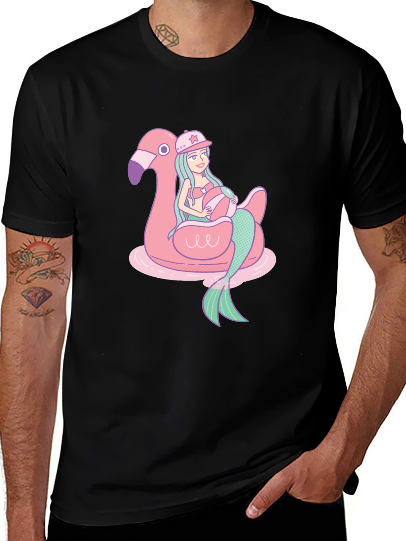Mermaid Flamingo Float T-Shirt