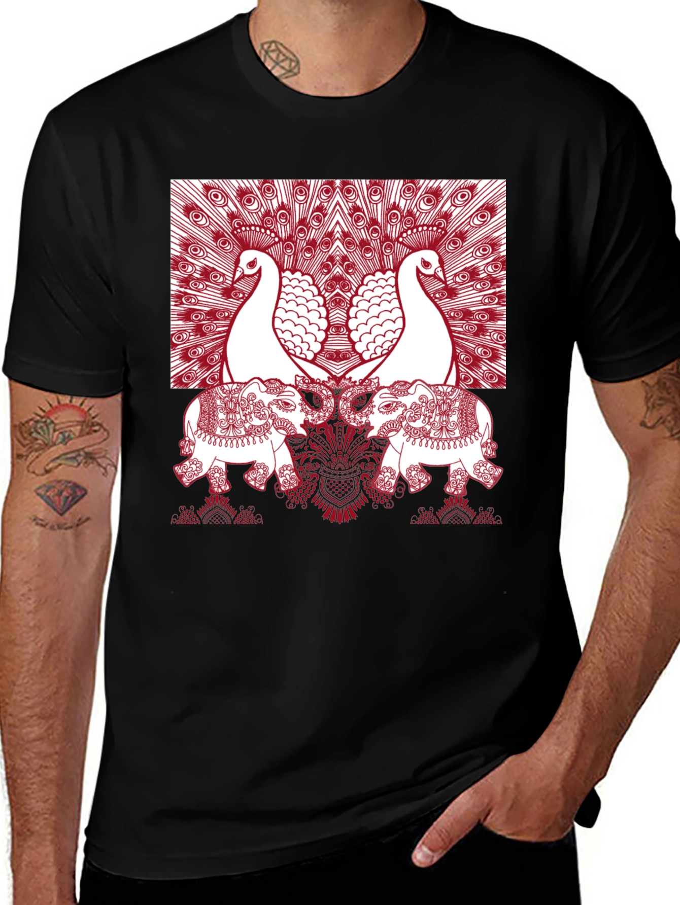 Peacock Elephant Graphic Tee