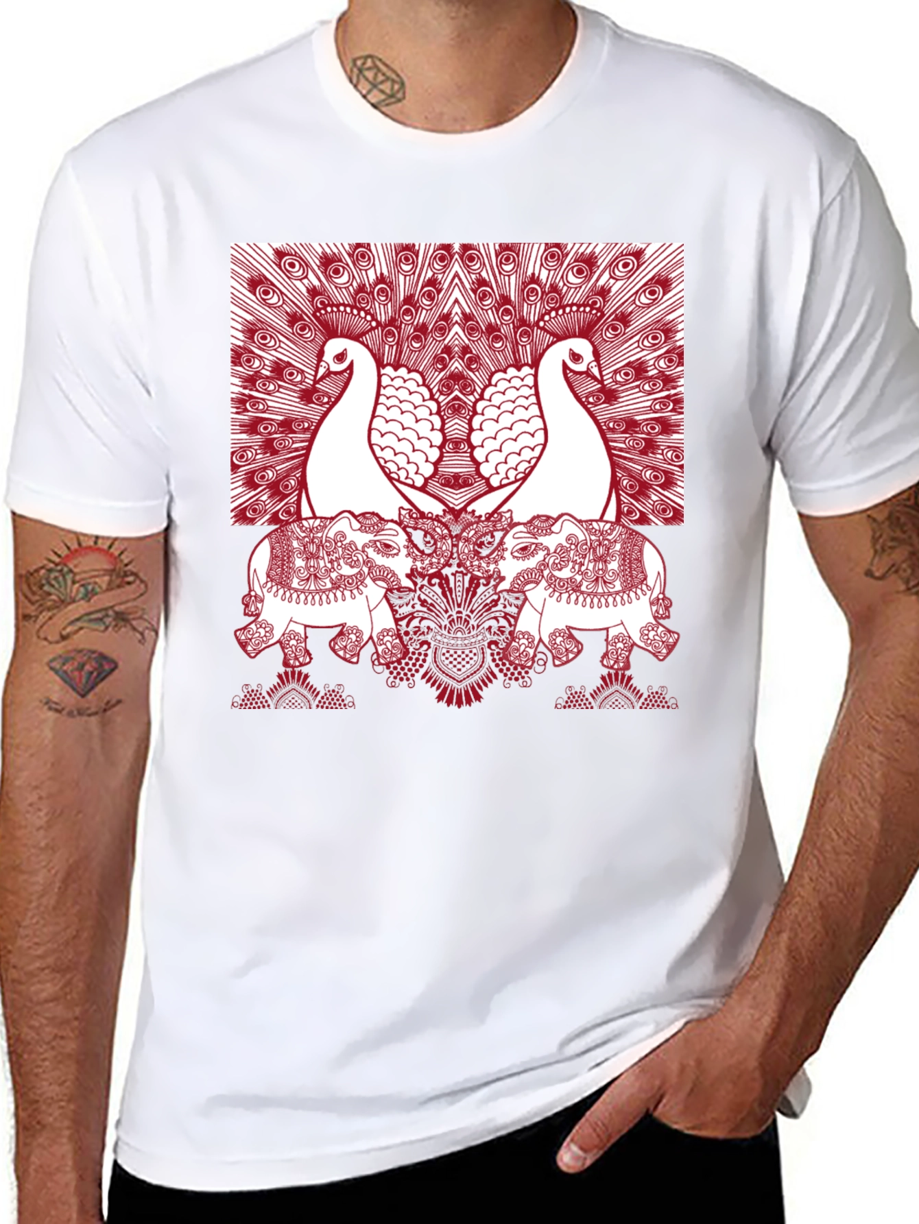 Peacock Elephant Graphic Tee