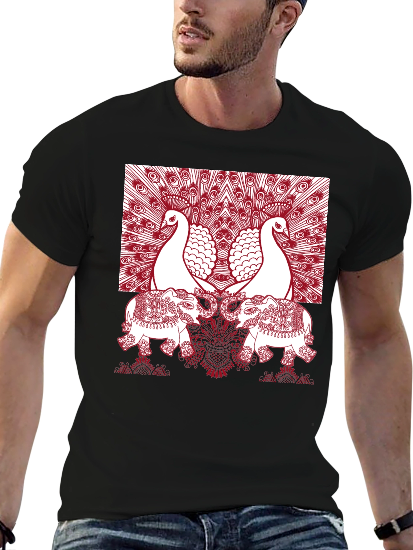 Peacock Elephant Graphic Tee