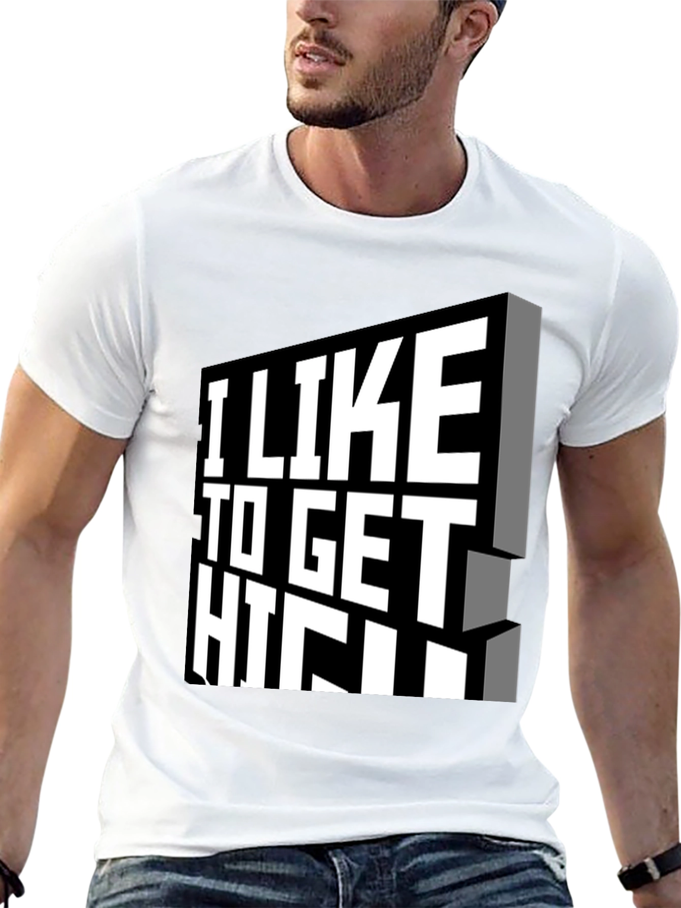 I Like to Get High Black Graphic Tee Shirt