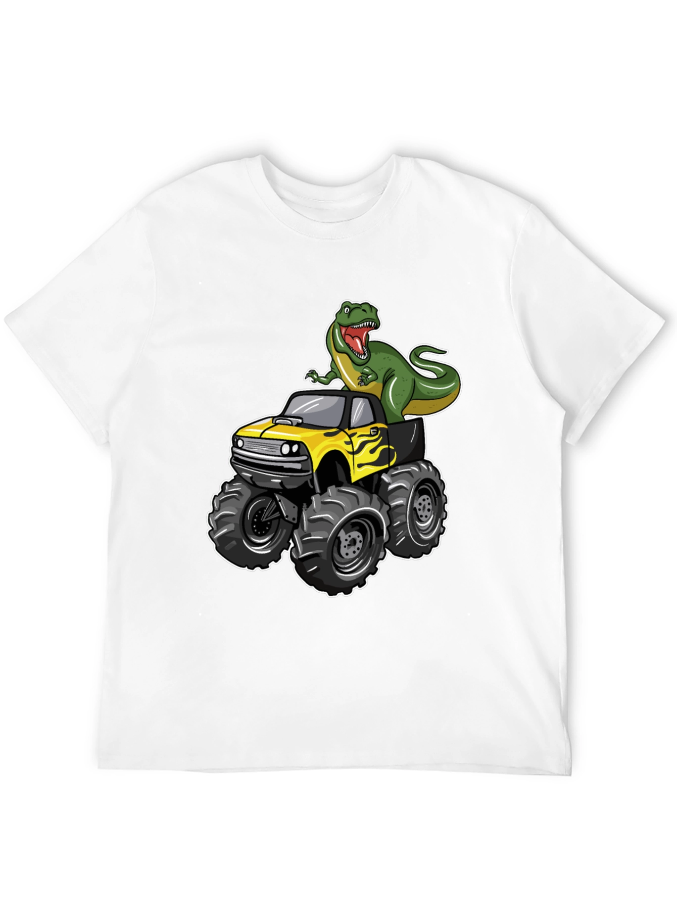 Dinosaur Monster Truck Graphic Tee - Cool Black T-Shirt