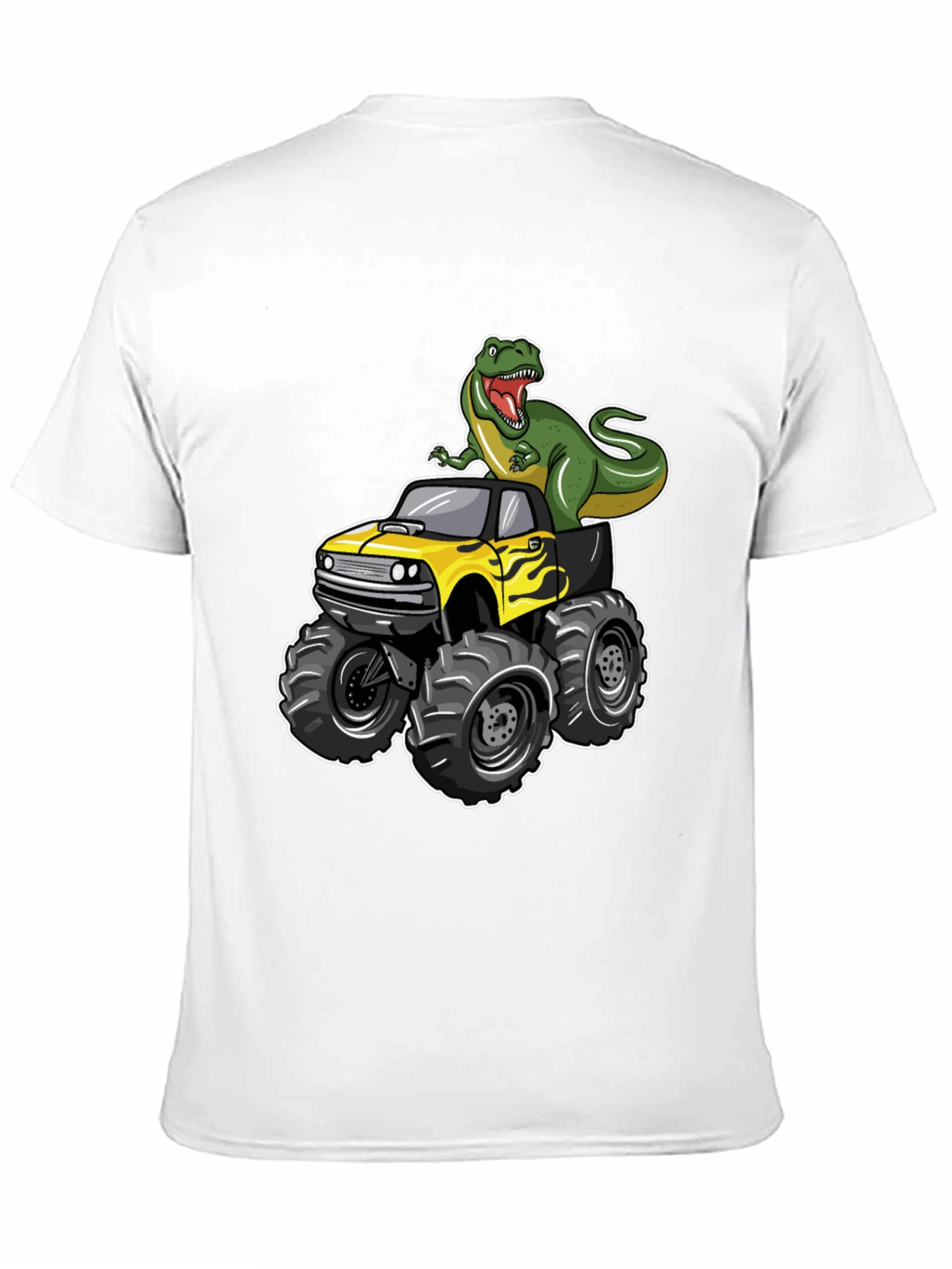 Dinosaur Monster Truck Graphic Tee - Cool Black T-Shirt