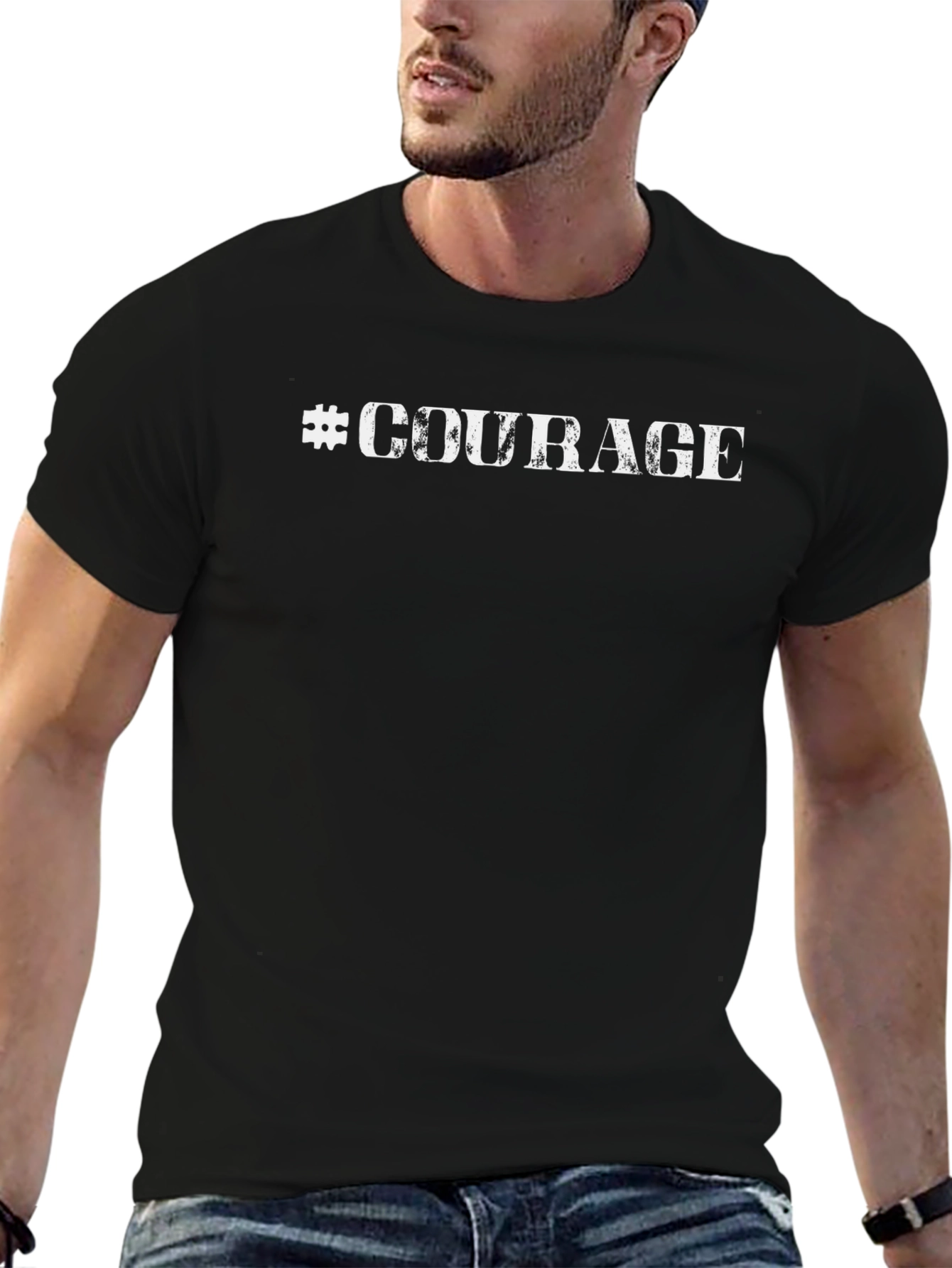 #Courage Graphic Tee - Black Cotton Casual T-Shirt