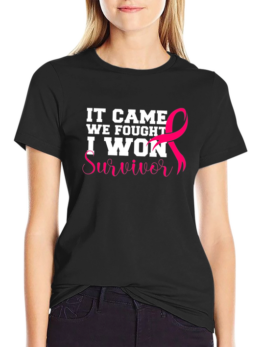 Breast Cancer Survivor T-Shirt - It Came We Fought I Won