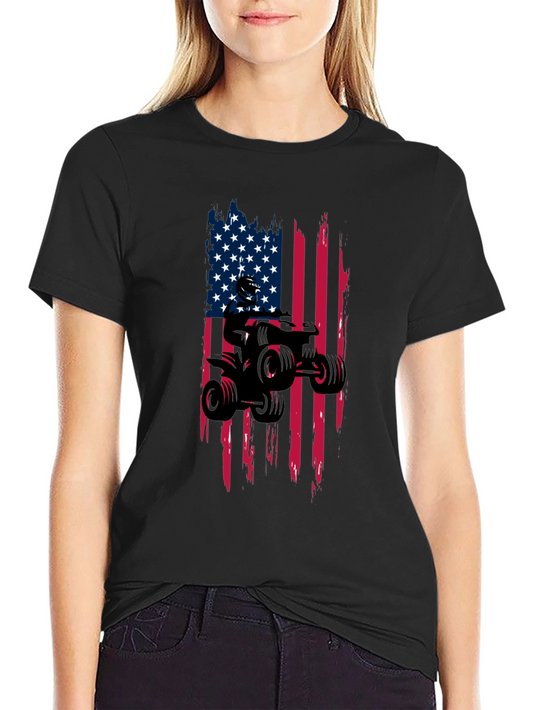 American Flag ATV Ride T-Shirt - Black