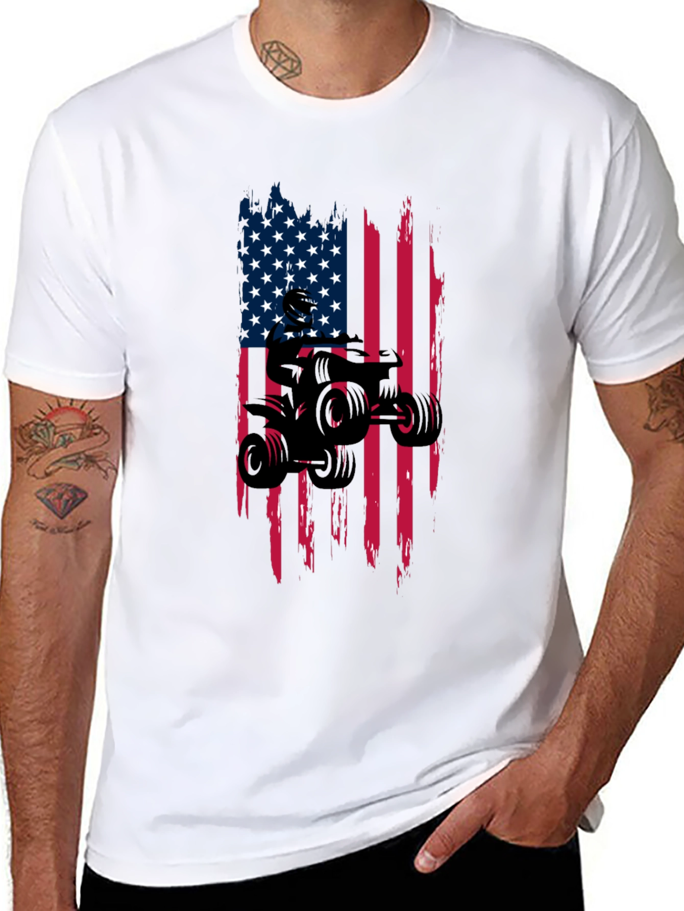 American Flag ATV Ride T-Shirt - Black
