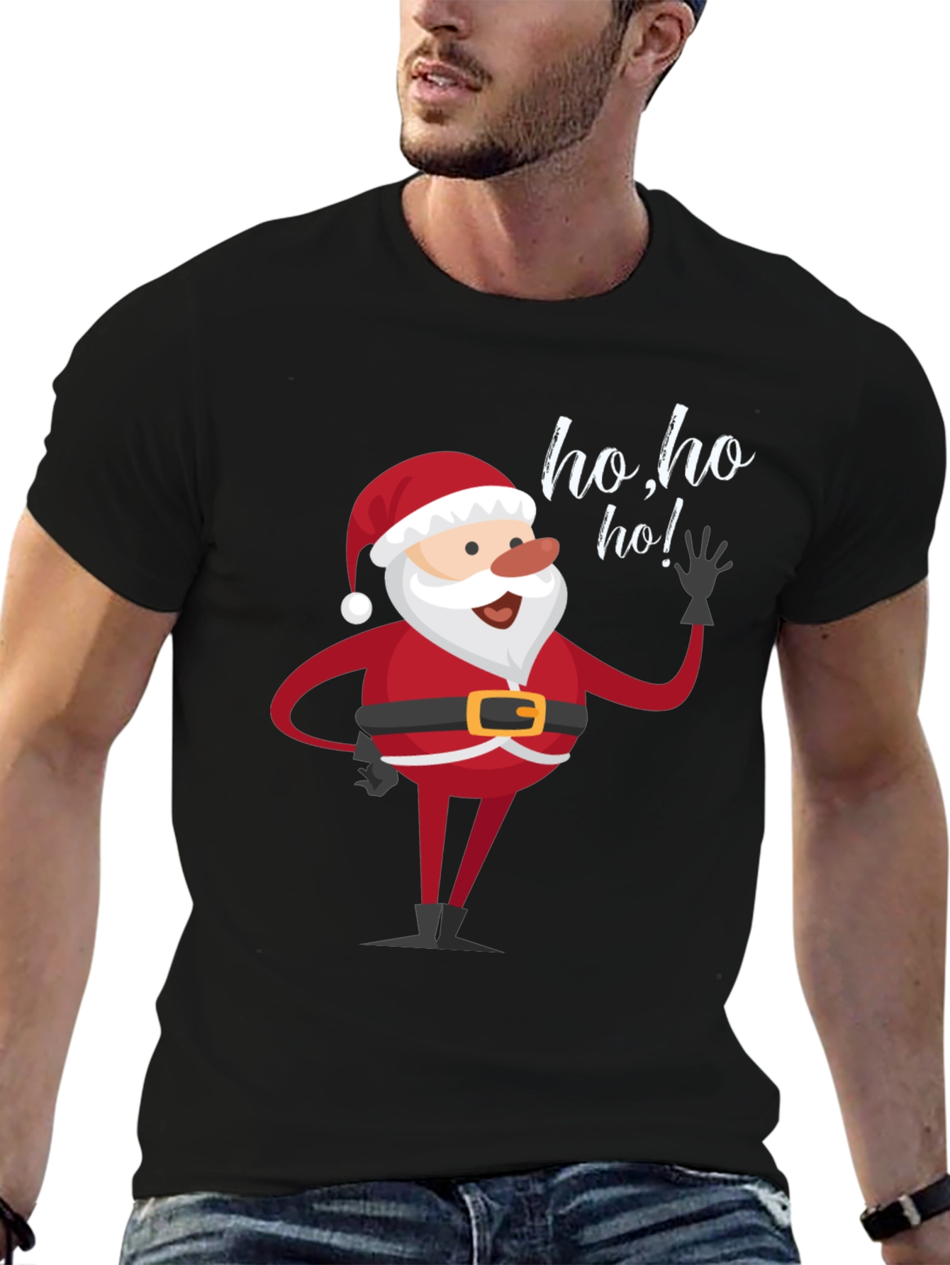 Santa Ho Ho Ho Black T-Shirt