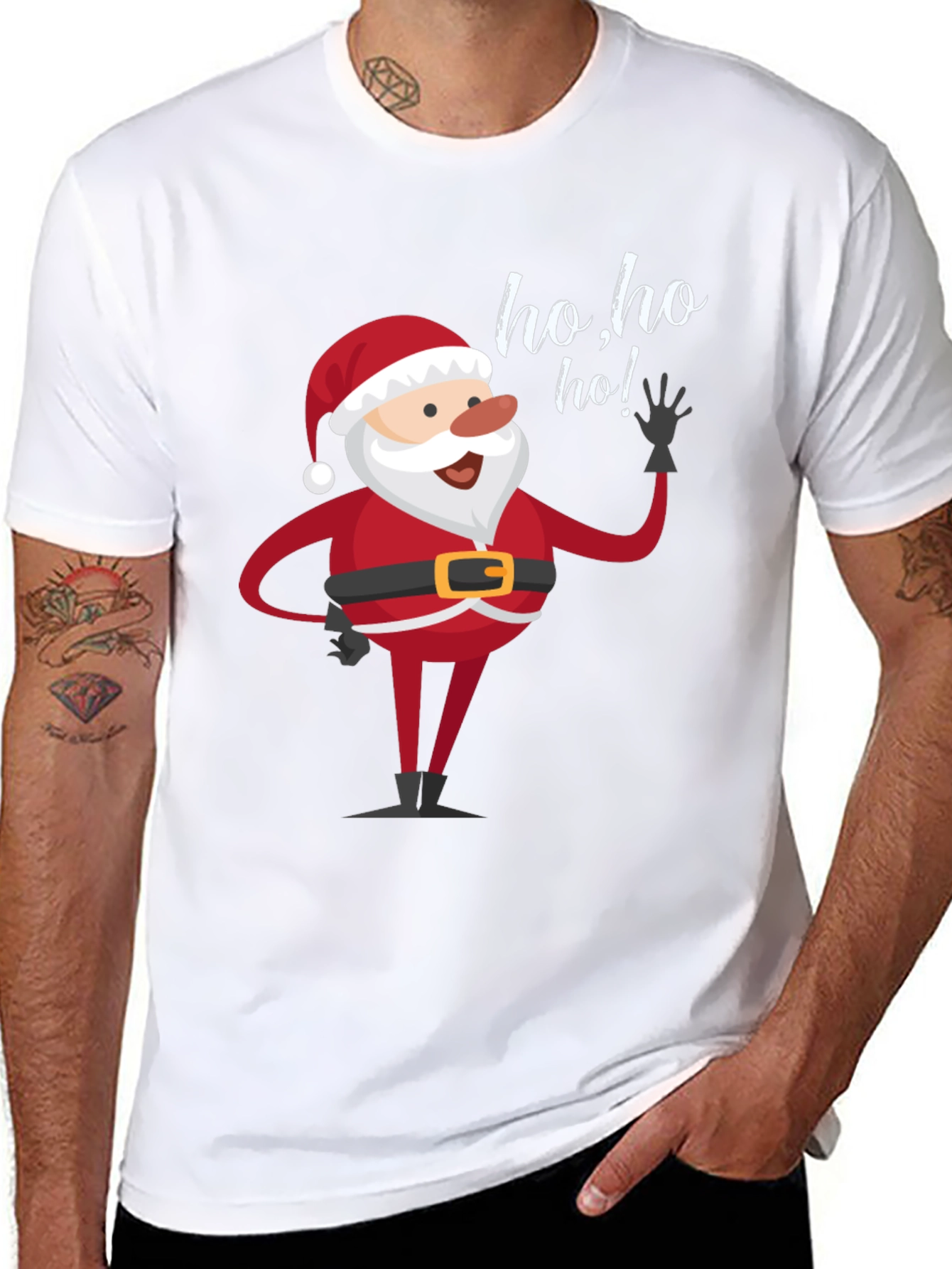 Santa Ho Ho Ho Black T-Shirt