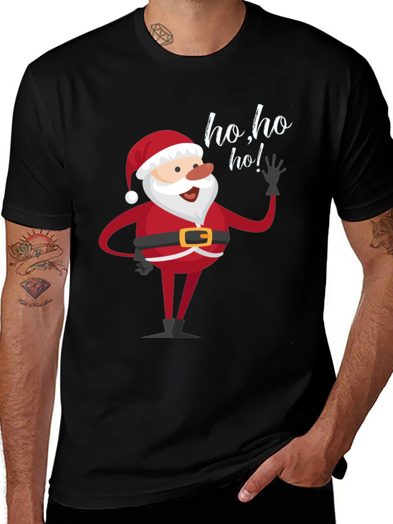 Santa Ho Ho Ho Black T-Shirt