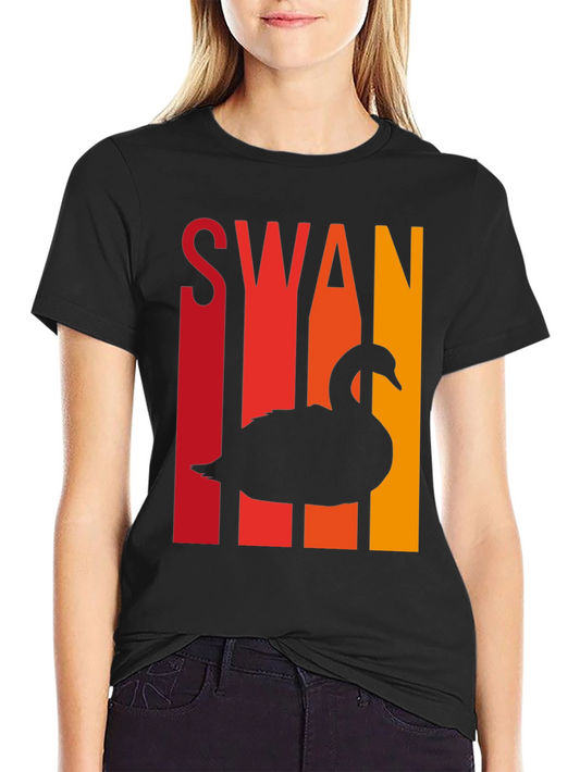 Retro Swan T-Shirt - Cool Bird Silhouette Tee