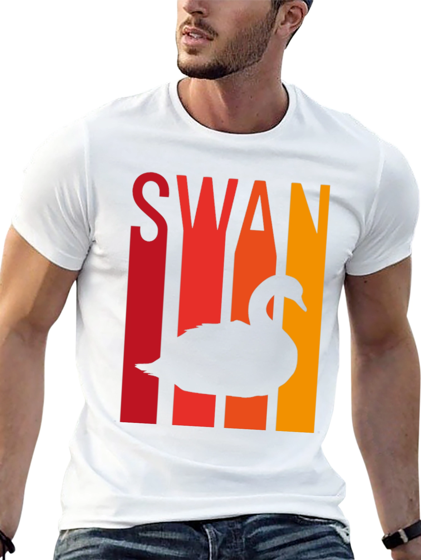 Retro Swan T-Shirt - Cool Bird Silhouette Tee