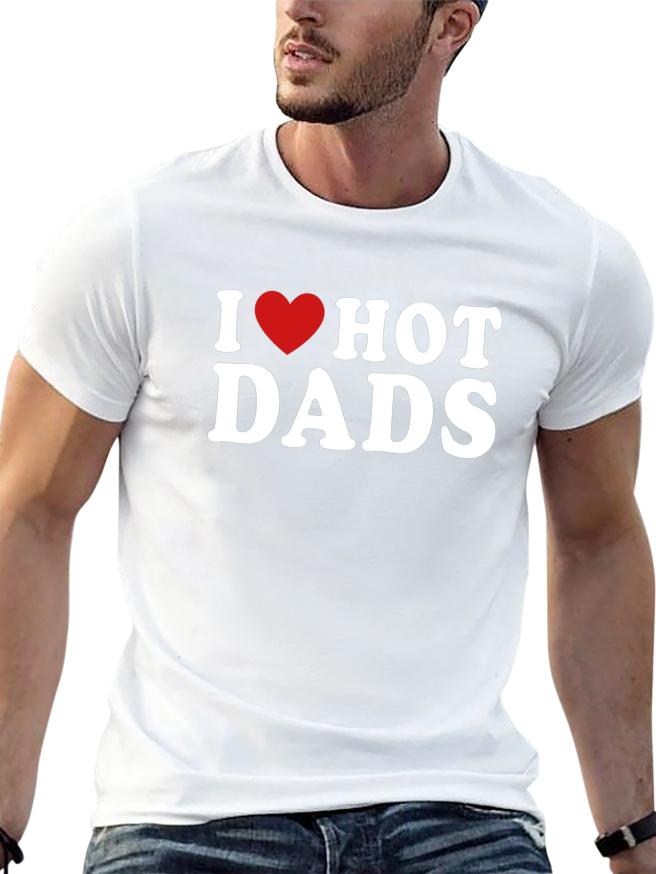 I Heart Hot Dads Black Graphic T-Shirt