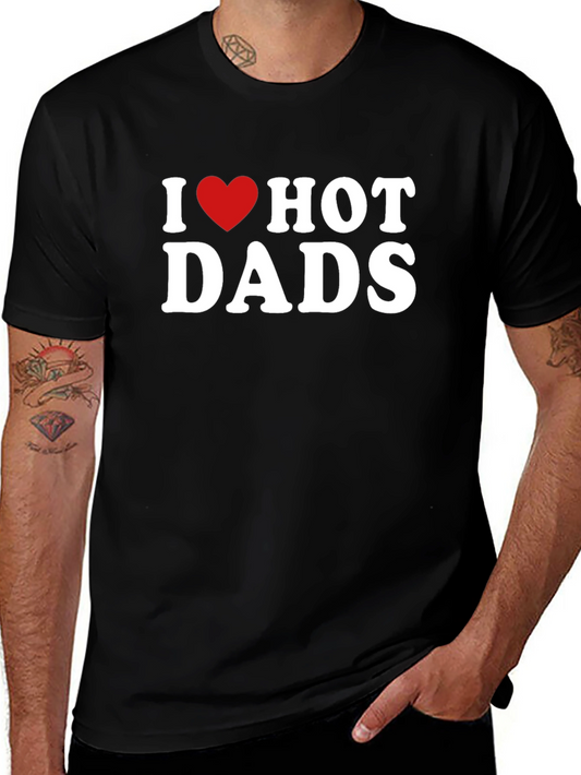 I Heart Hot Dads Black Graphic T-Shirt