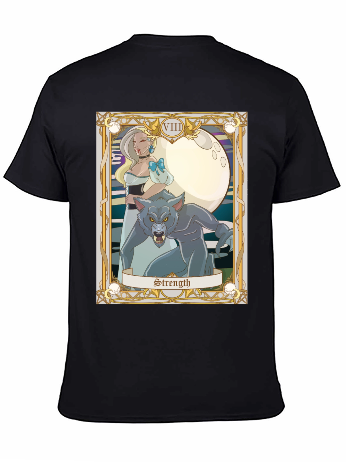 Strength Tarot Card Graphic Tee - Vampire and Werewolf