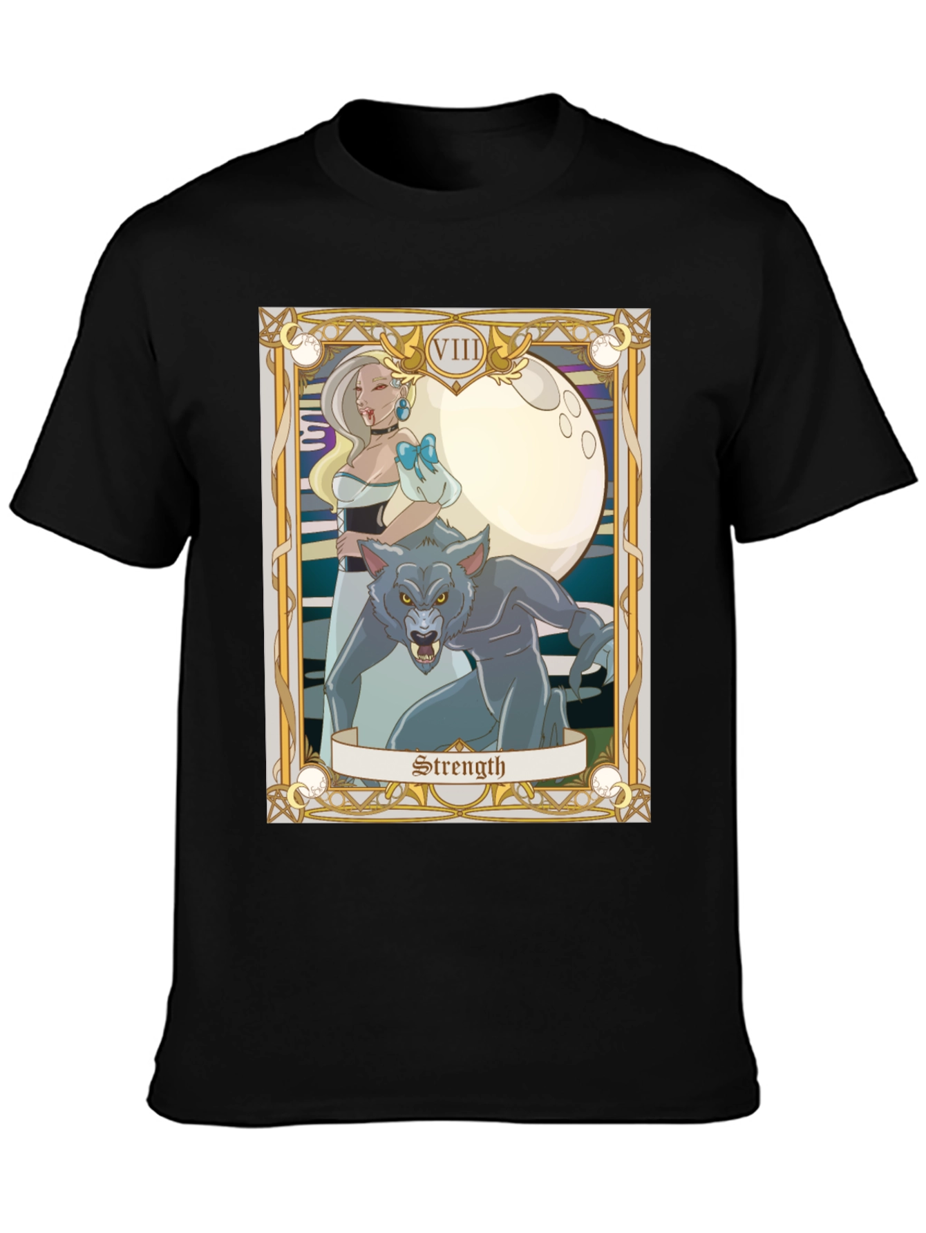 Strength Tarot Card Graphic Tee - Vampire and Werewolf