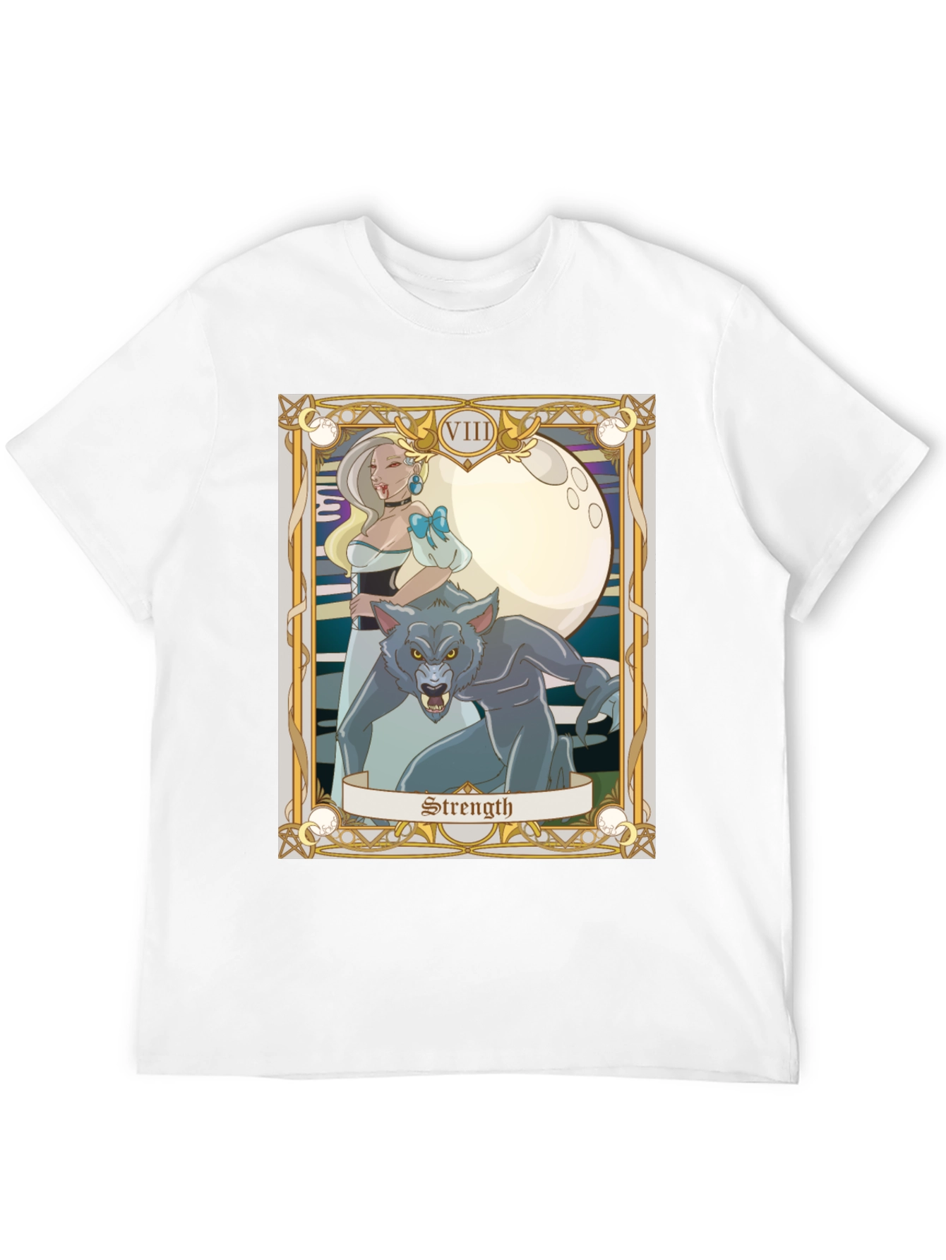 Strength Tarot Card Graphic Tee - Vampire and Werewolf