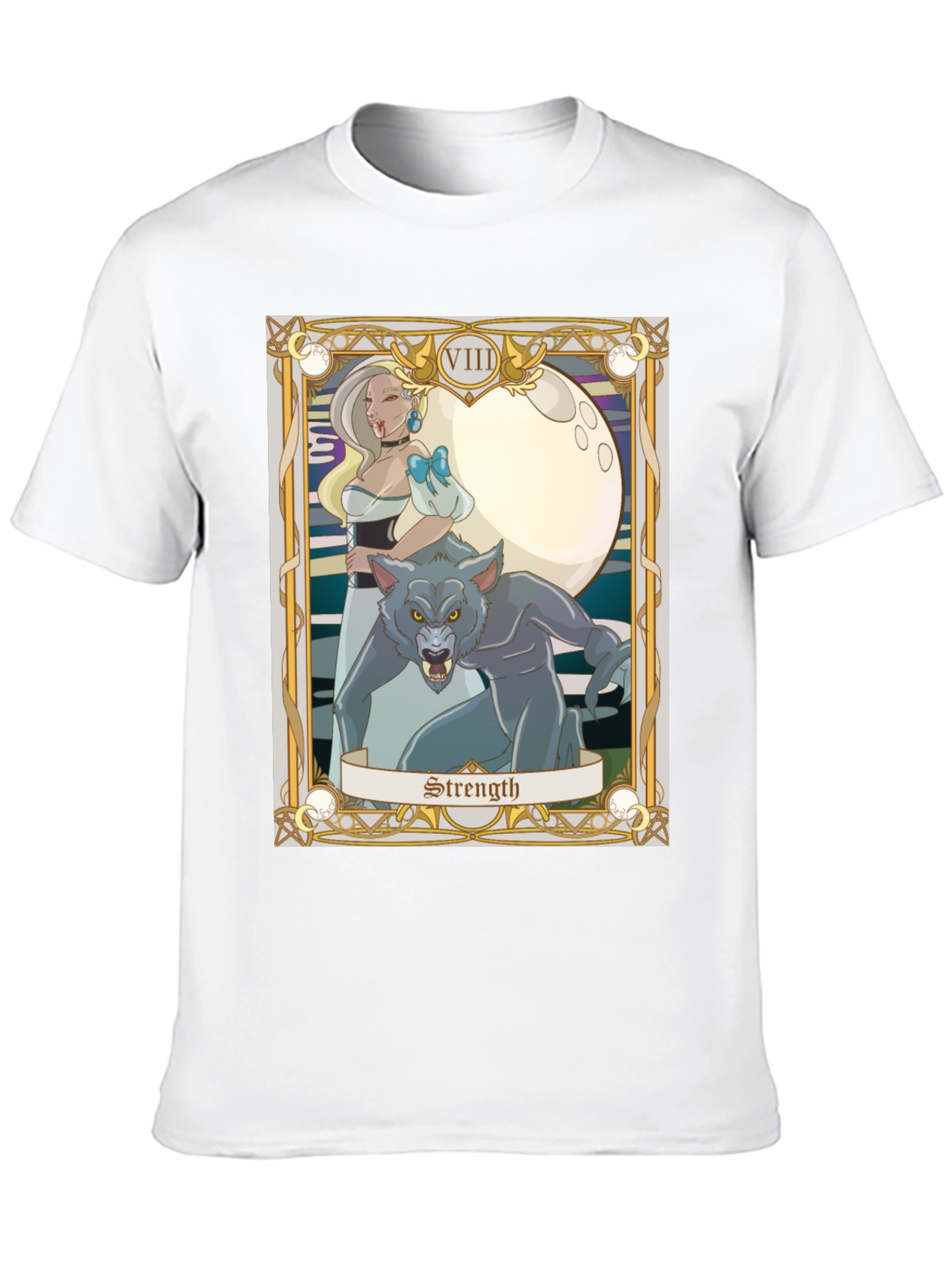 Strength Tarot Card Graphic Tee - Vampire and Werewolf