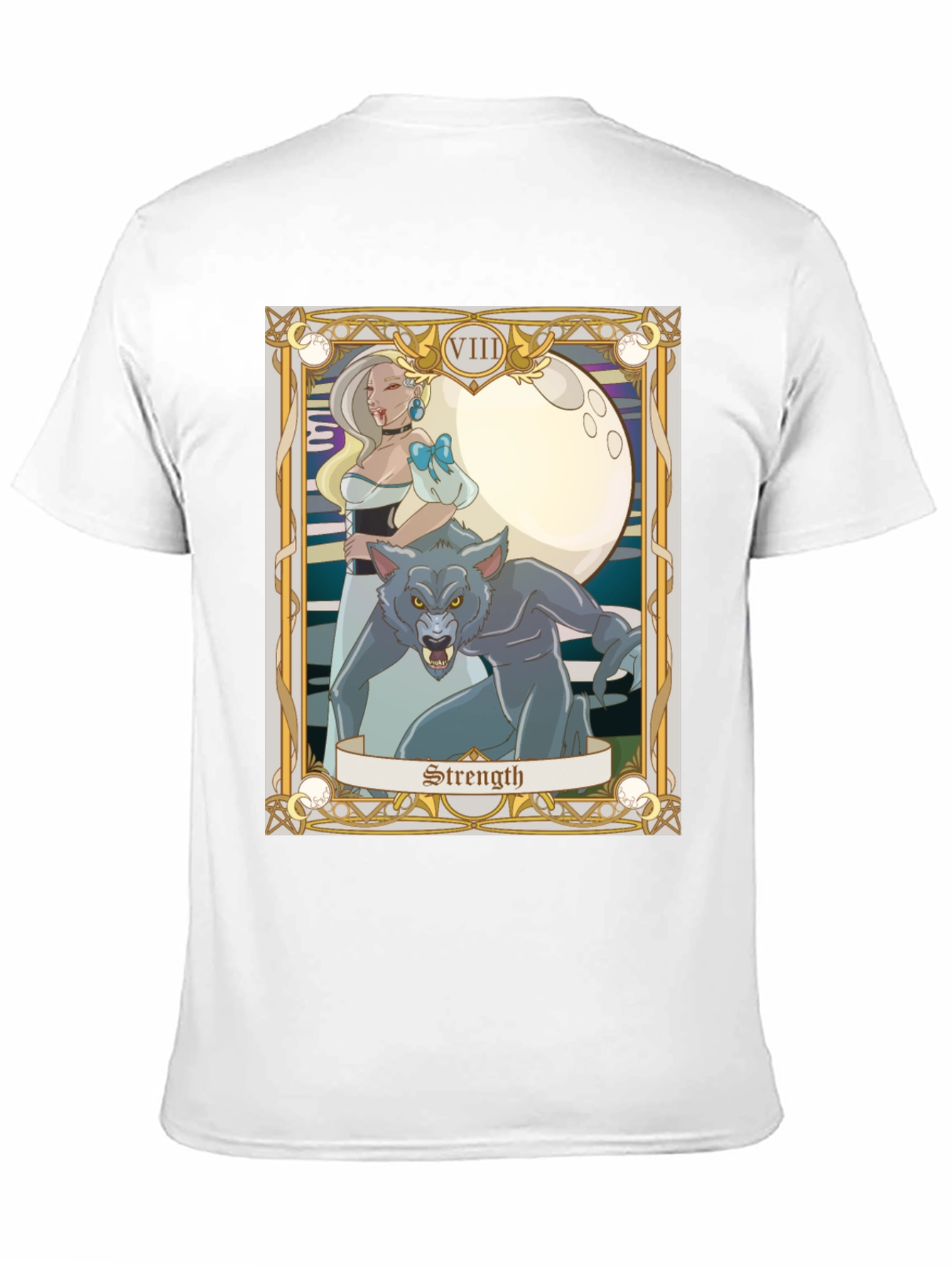Strength Tarot Card Graphic Tee - Vampire and Werewolf