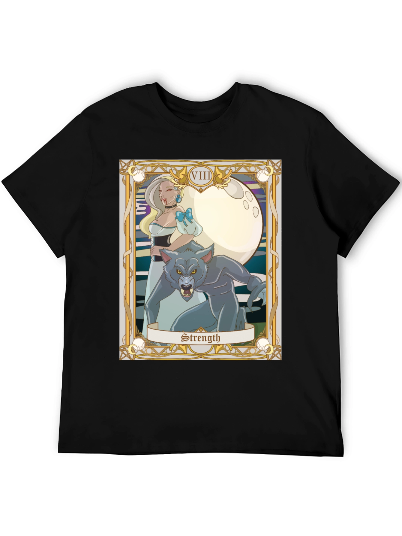 Strength Tarot Card Graphic Tee - Vampire and Werewolf