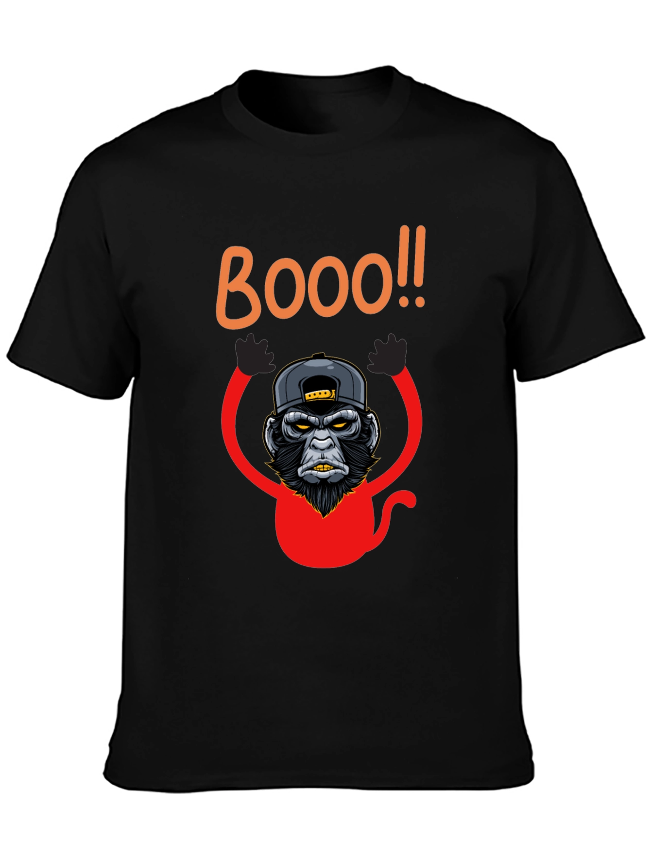 Boo Monkey Graphic Tee - Black Crew Neck Shirt