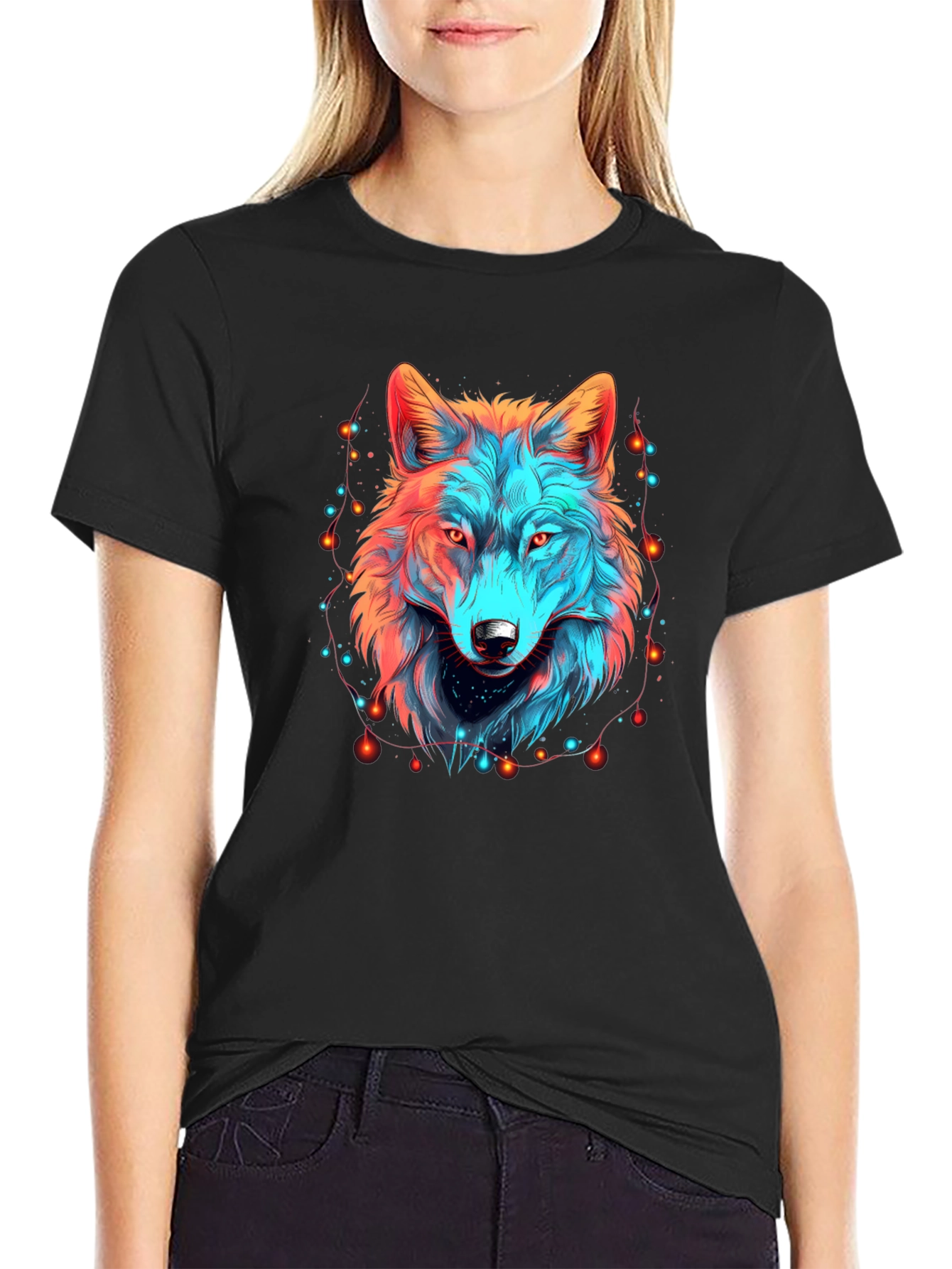 Neon Wolf Graphic Tee - Unique Animal Design