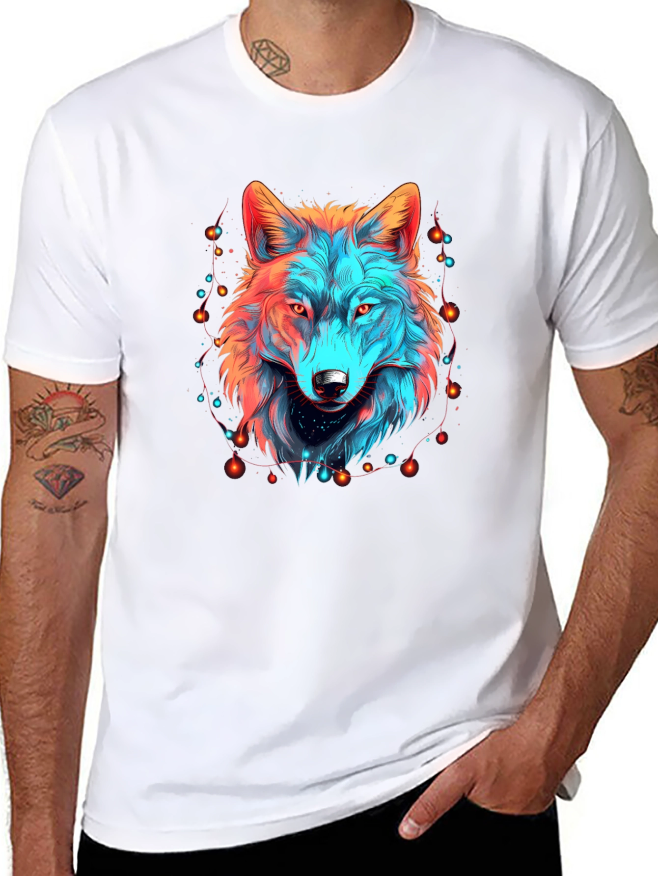 Neon Wolf Graphic Tee - Unique Animal Design