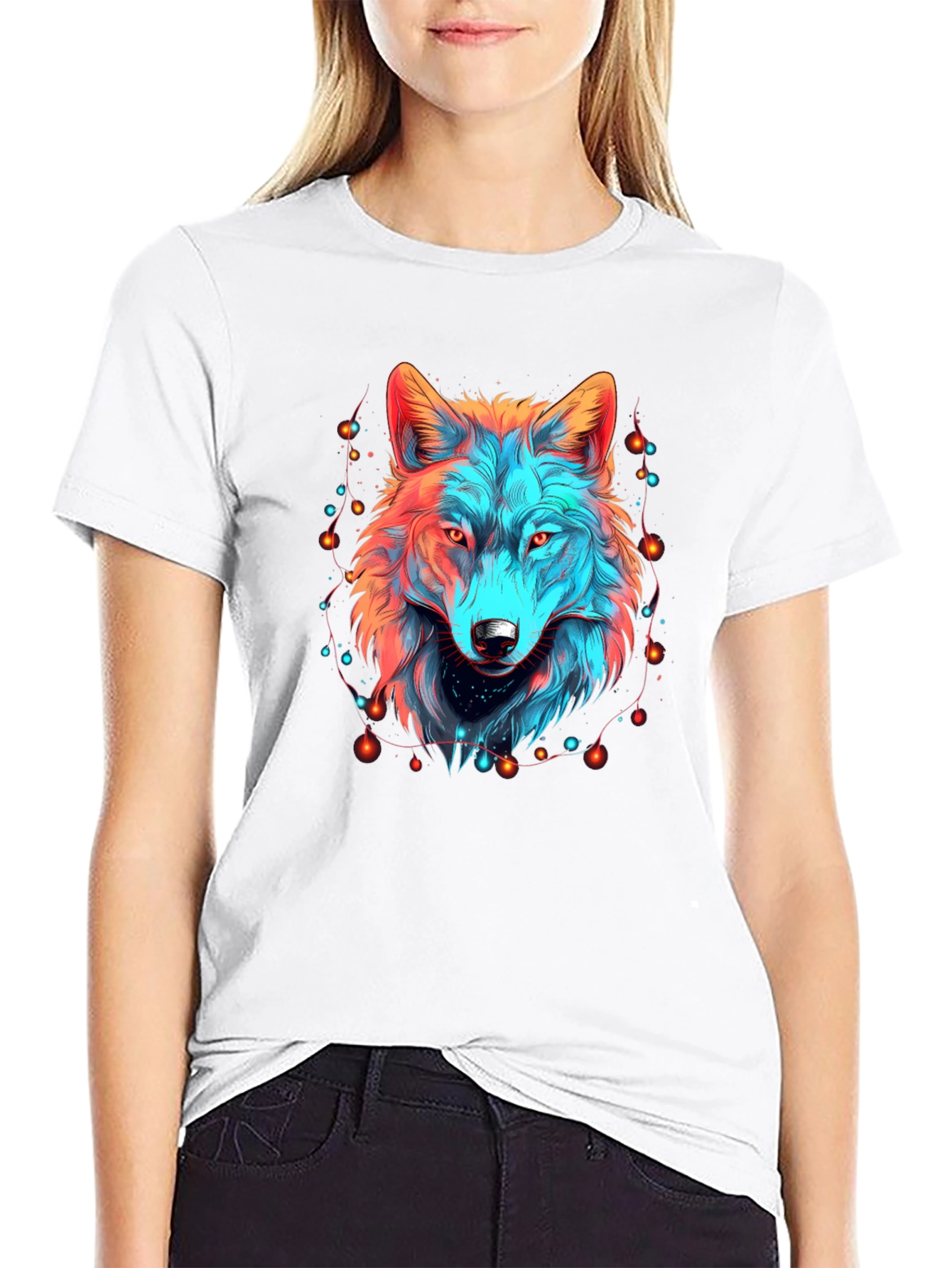 Neon Wolf Graphic Tee - Unique Animal Design