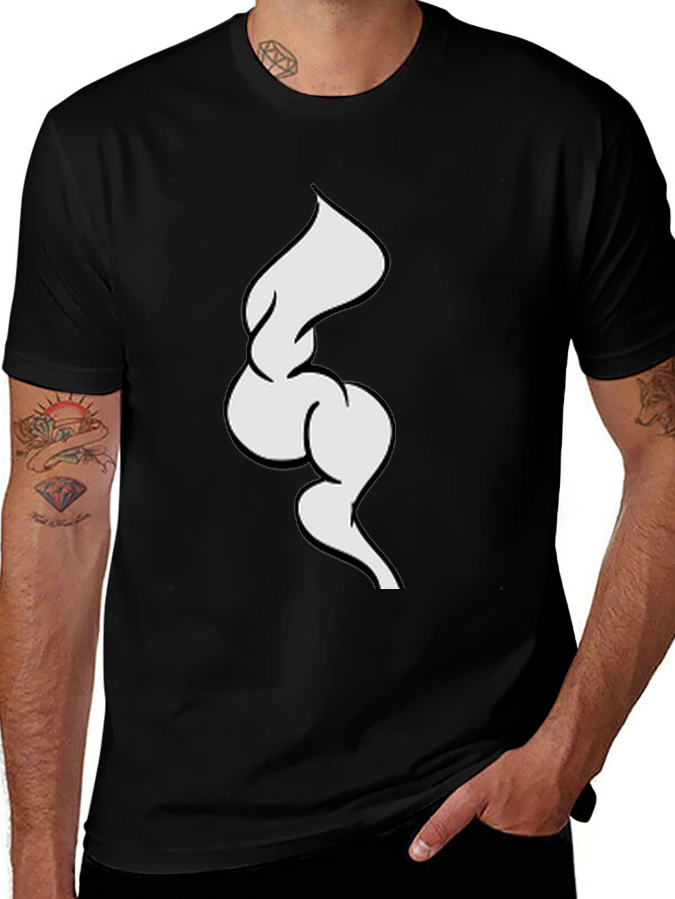 Black T-Shirt with Abstract White Design