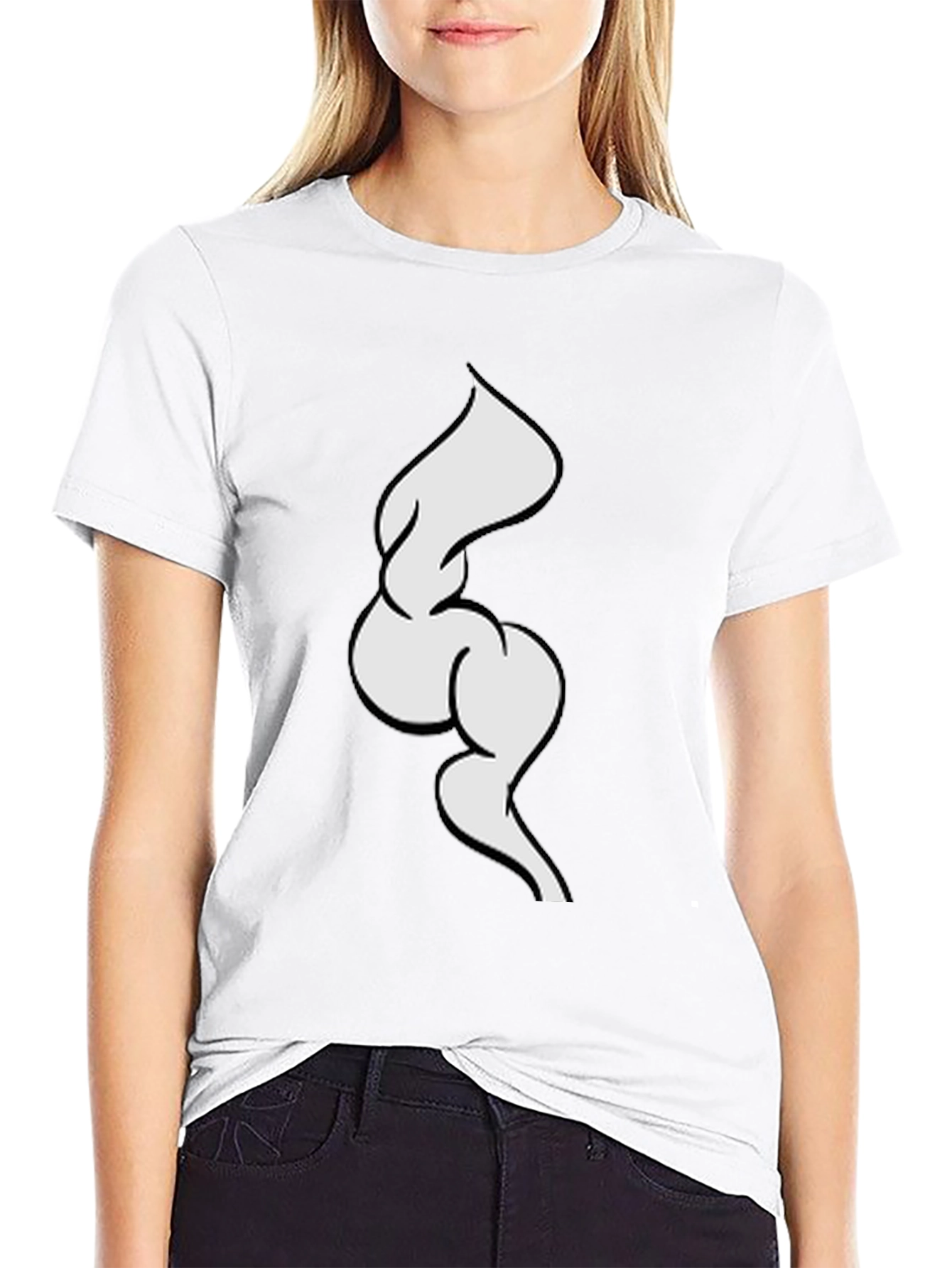 Black T-Shirt with Abstract White Design