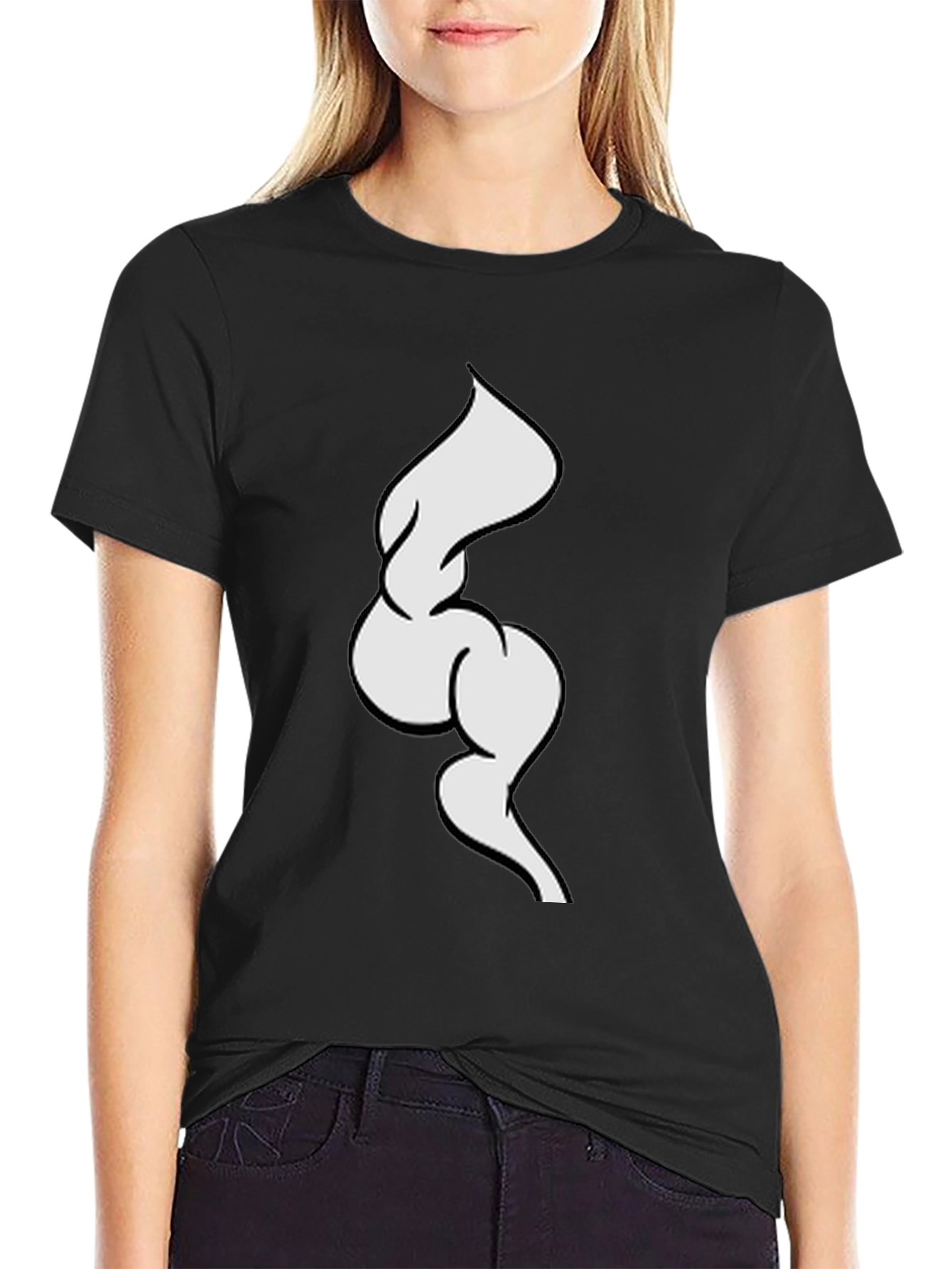 Black T-Shirt with Abstract White Design
