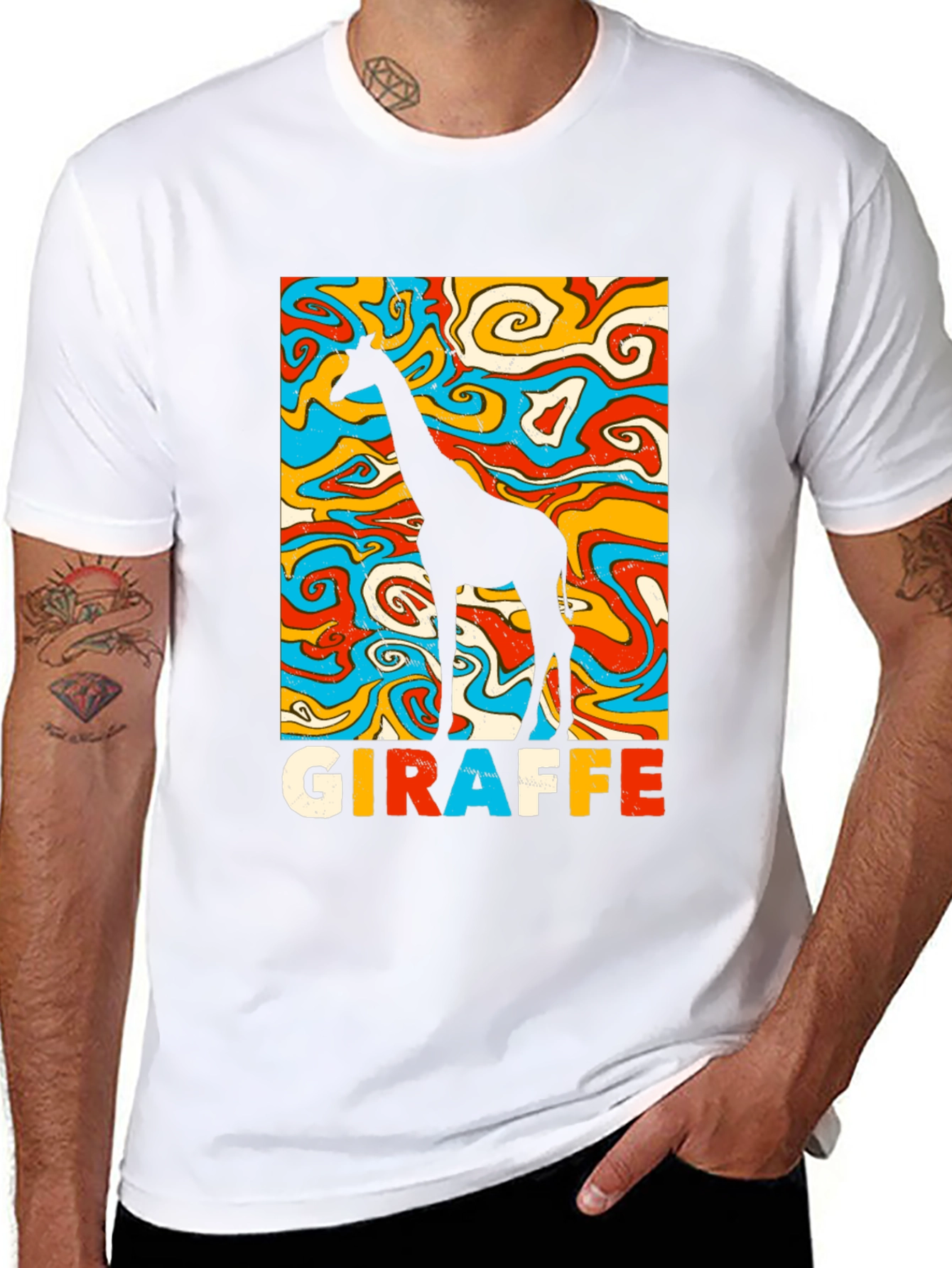 Groovy Giraffe Graphic Tee - Retro Style
