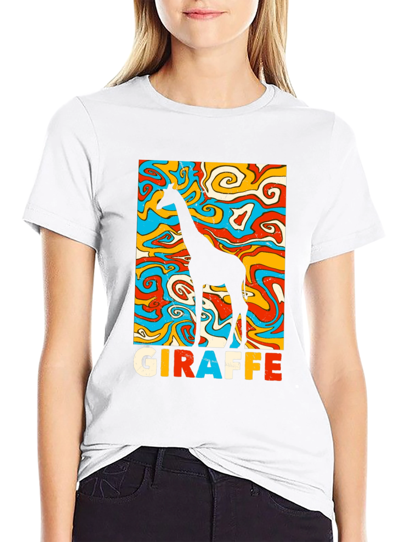 Groovy Giraffe Graphic Tee - Retro Style