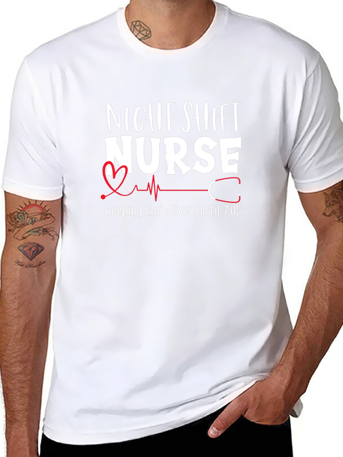 Night Shift Nurse T-Shirt - Em Alive Until 7:05