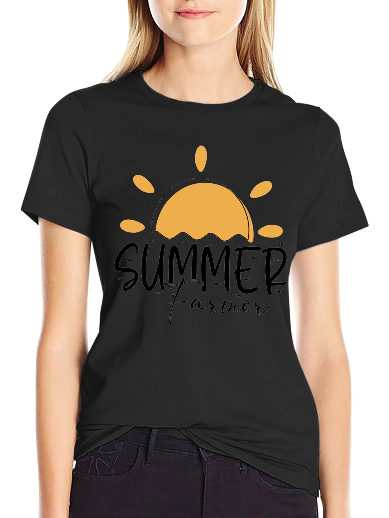 Summer Farmer Graphic Tee - Black Cotton T-Shirt