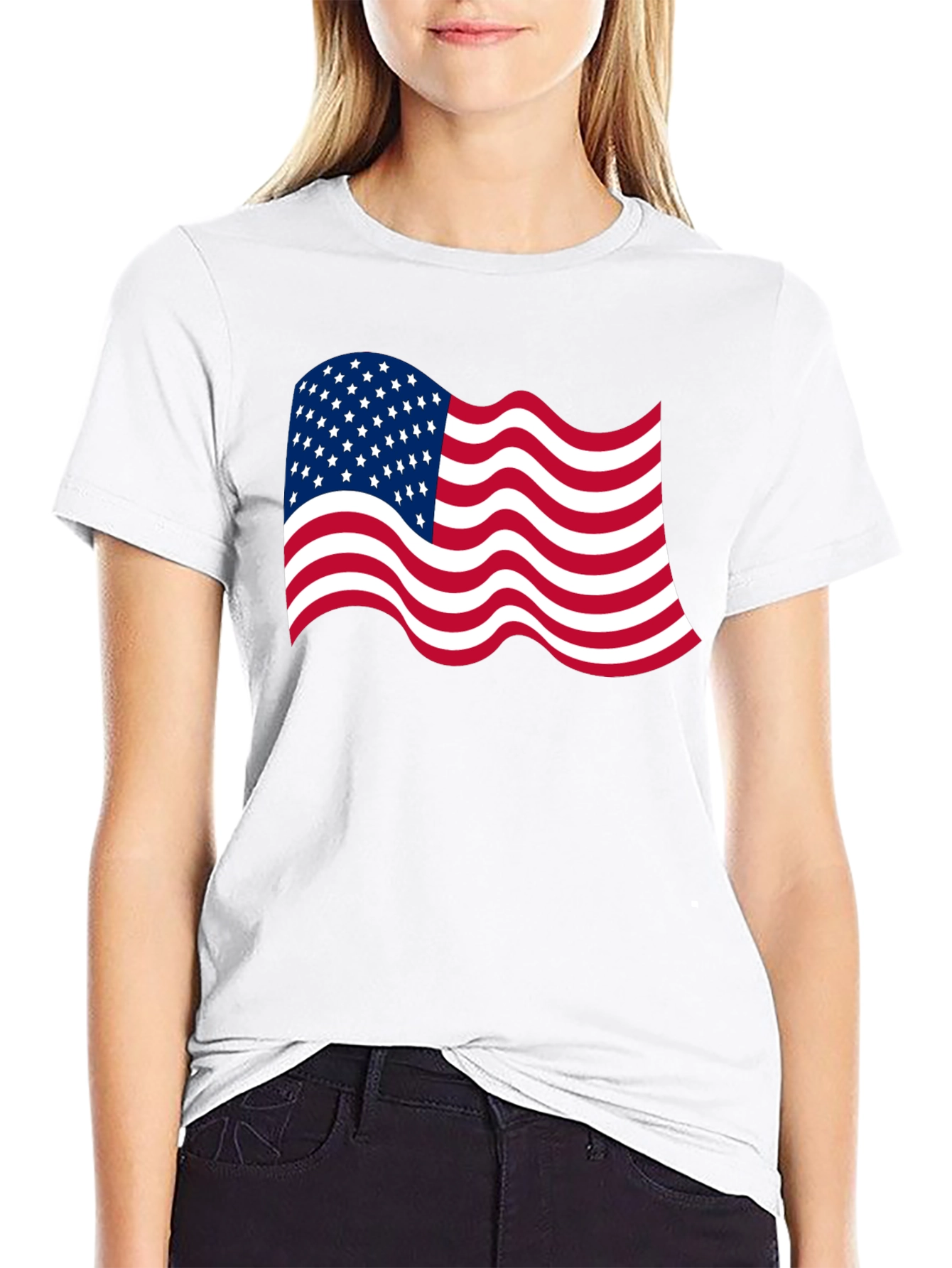 American Flag Wavy Graphic Tee