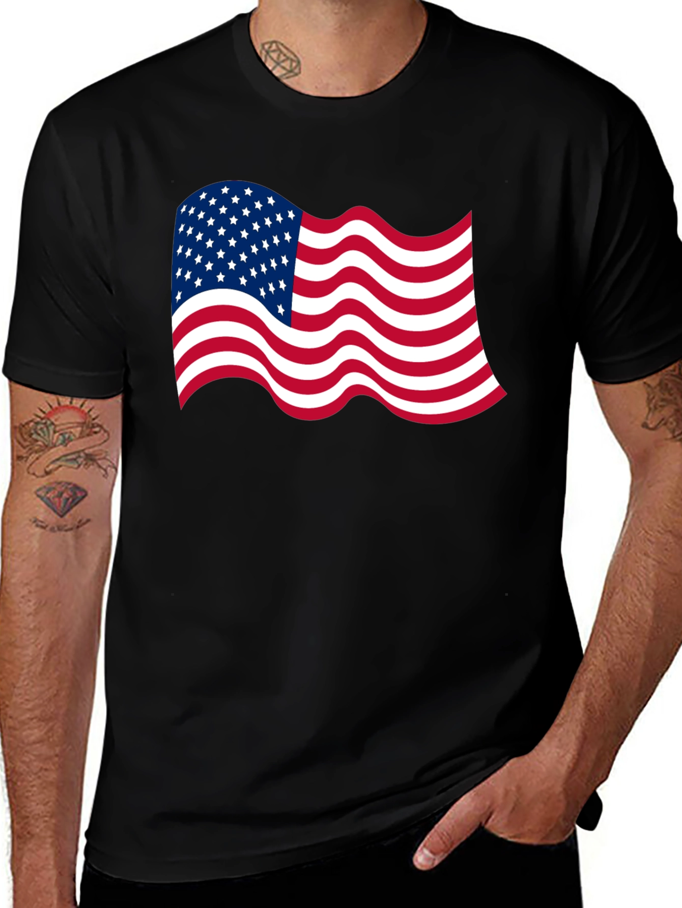 American Flag Wavy Graphic Tee