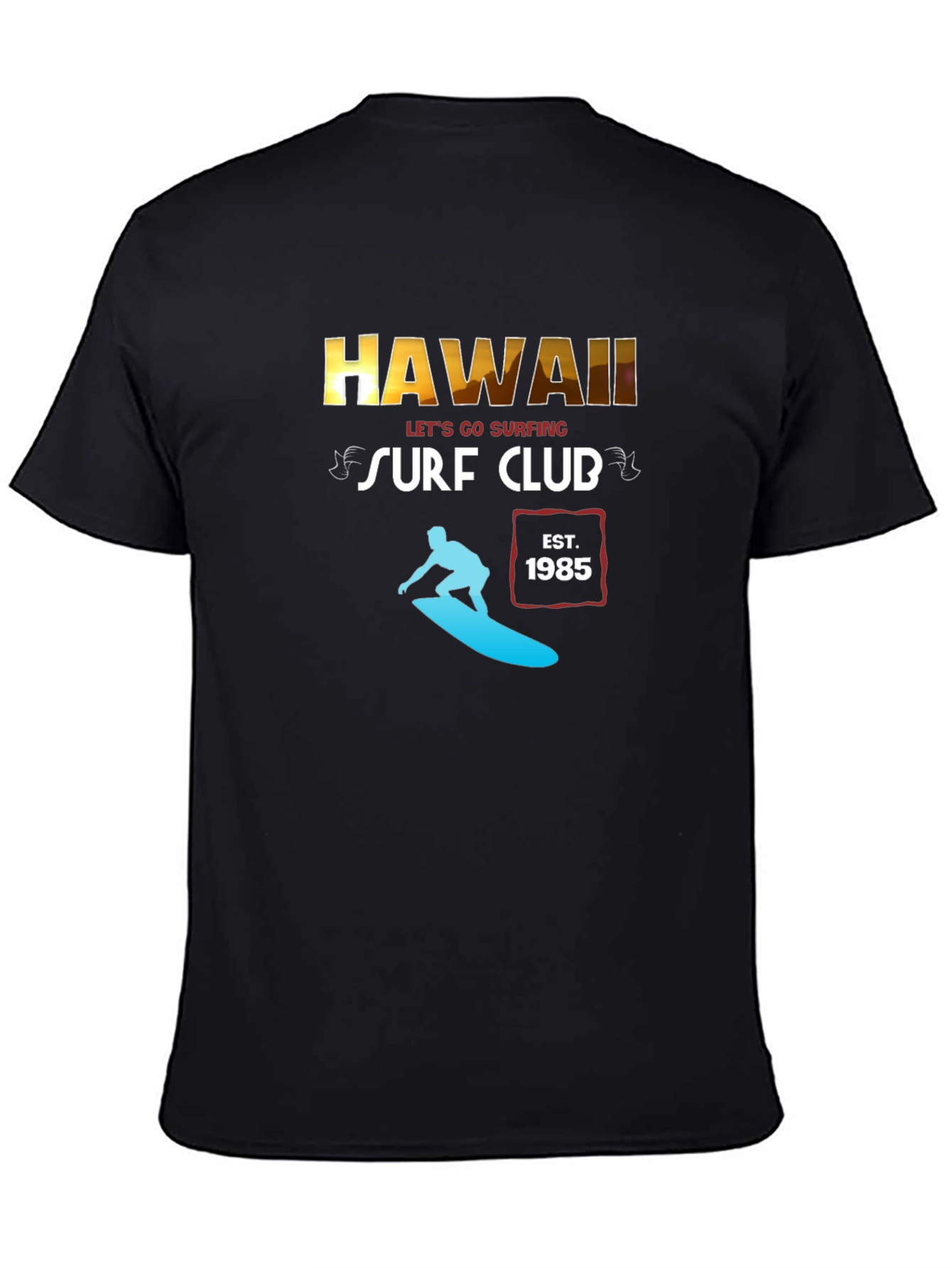 Hawaii Surf Club Black Graphic T-Shirt