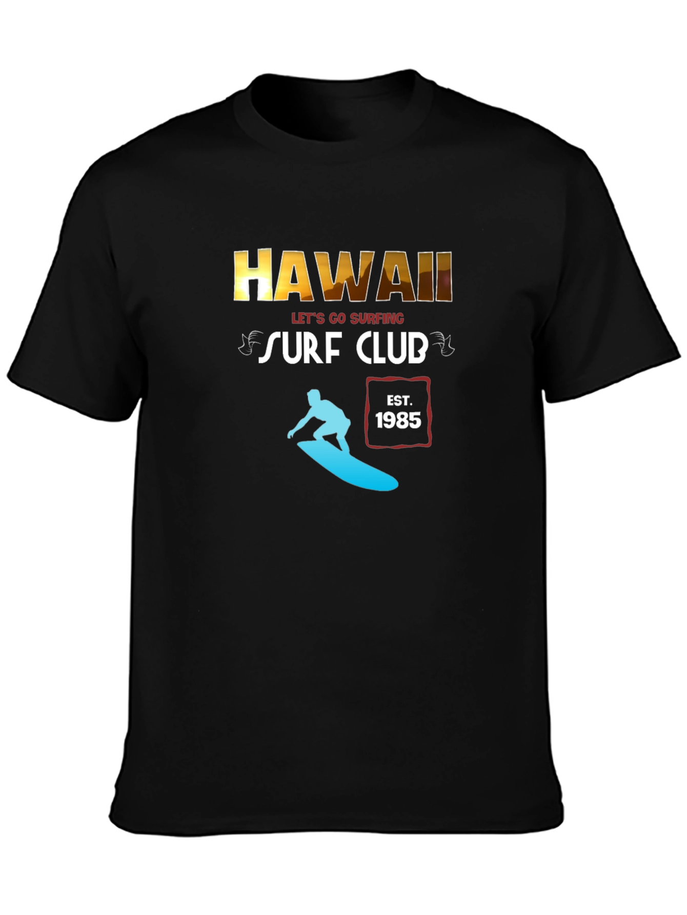 Hawaii Surf Club Black Graphic T-Shirt