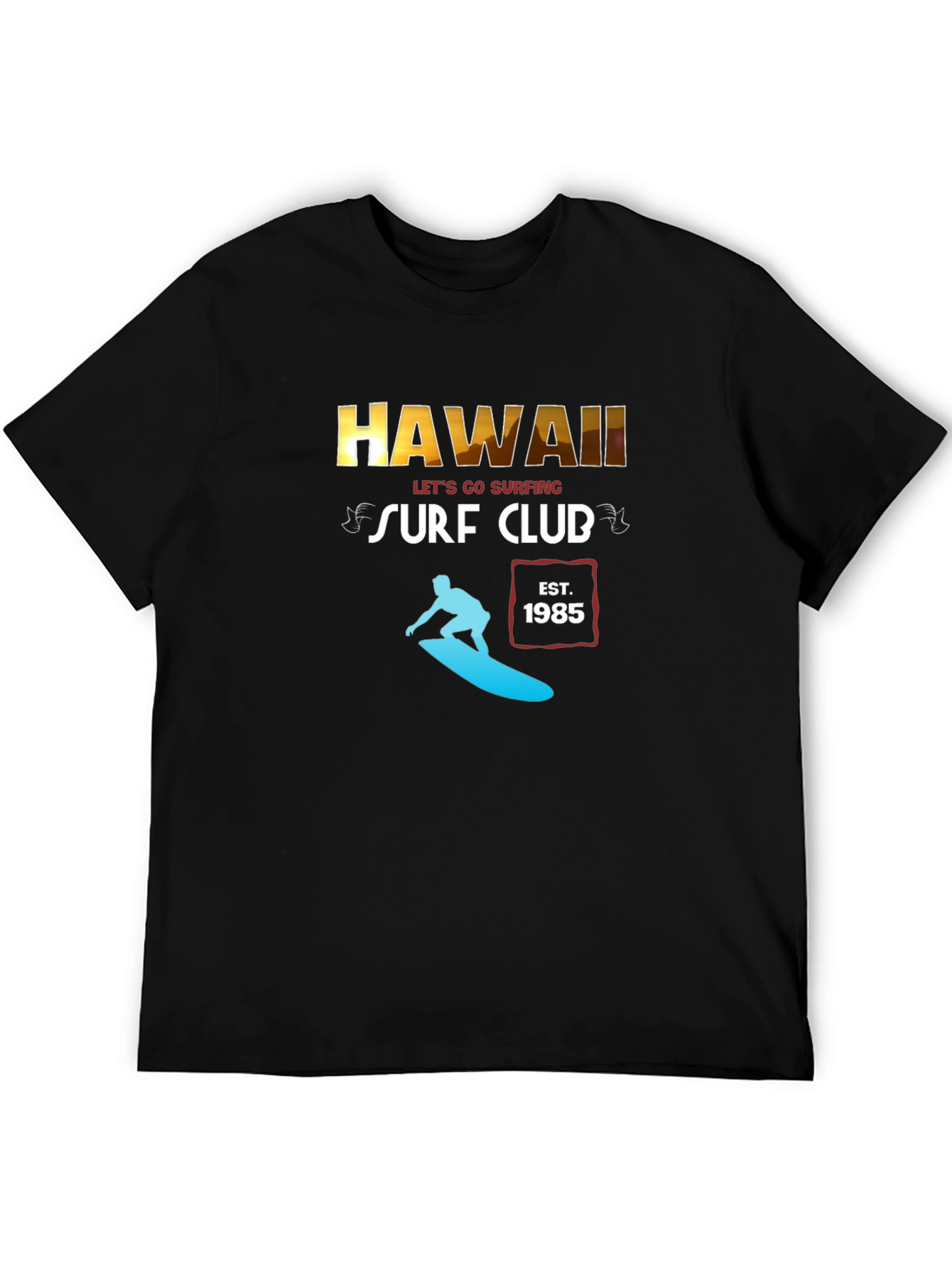 Hawaii Surf Club Black Graphic T-Shirt