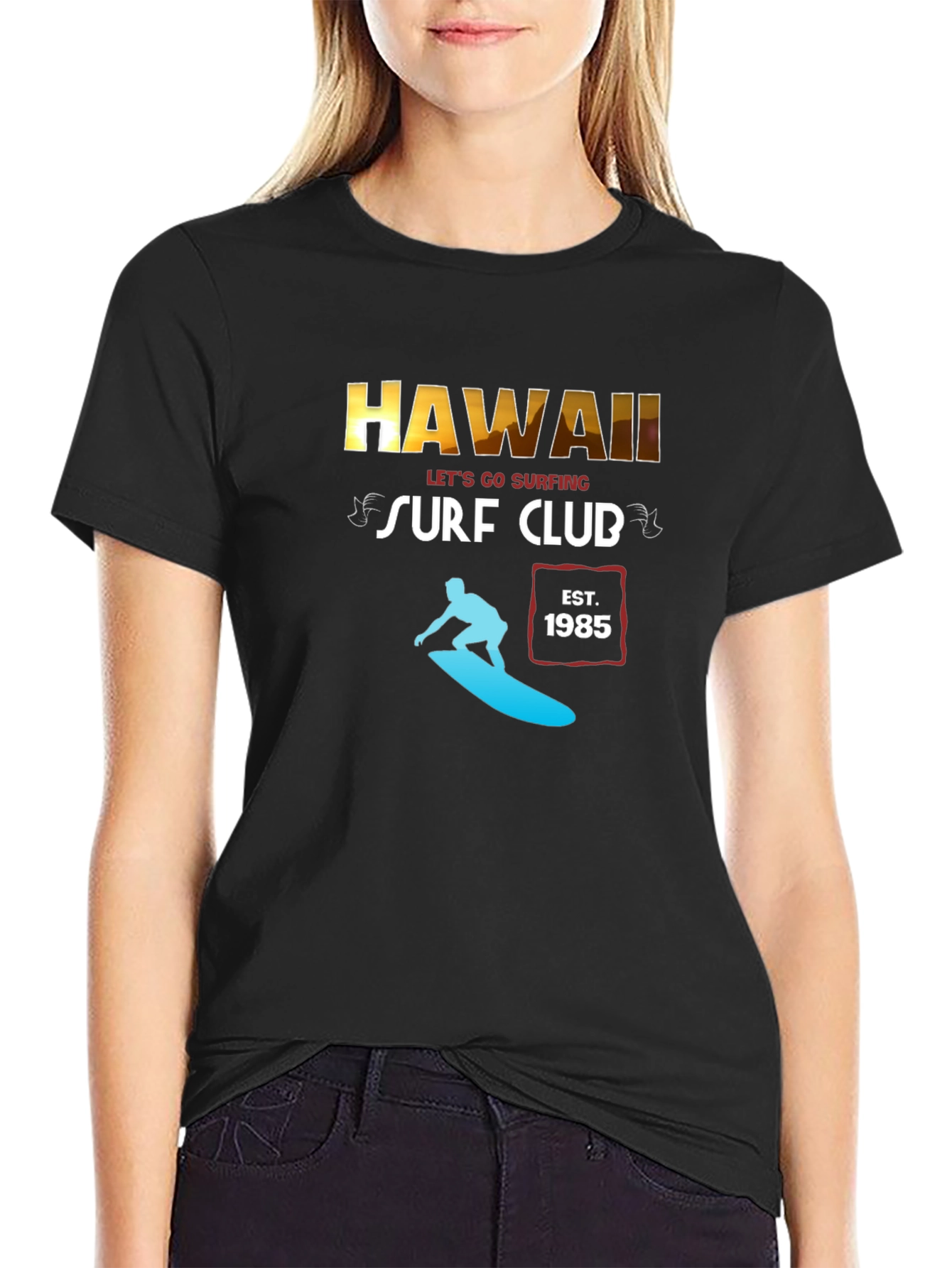 Hawaii Surf Club Black Graphic T-Shirt