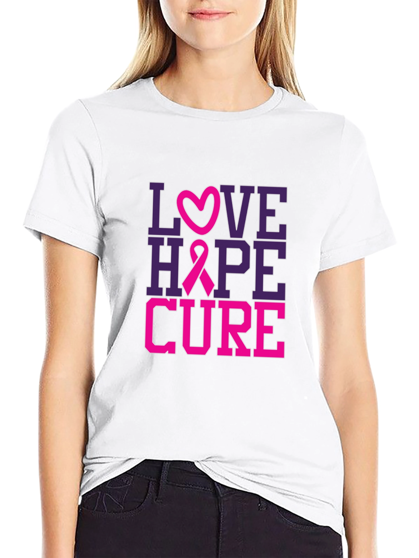 Love Hope Cure Breast Cancer Awareness T-Shirt