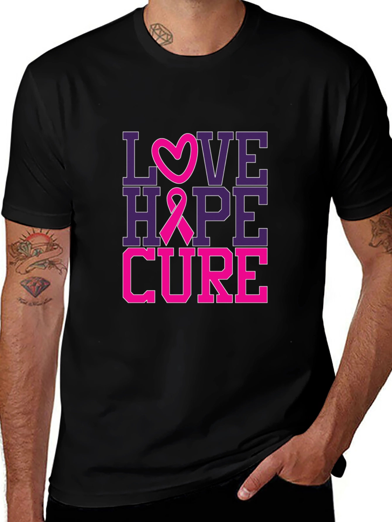 Love Hope Cure Breast Cancer Awareness T-Shirt