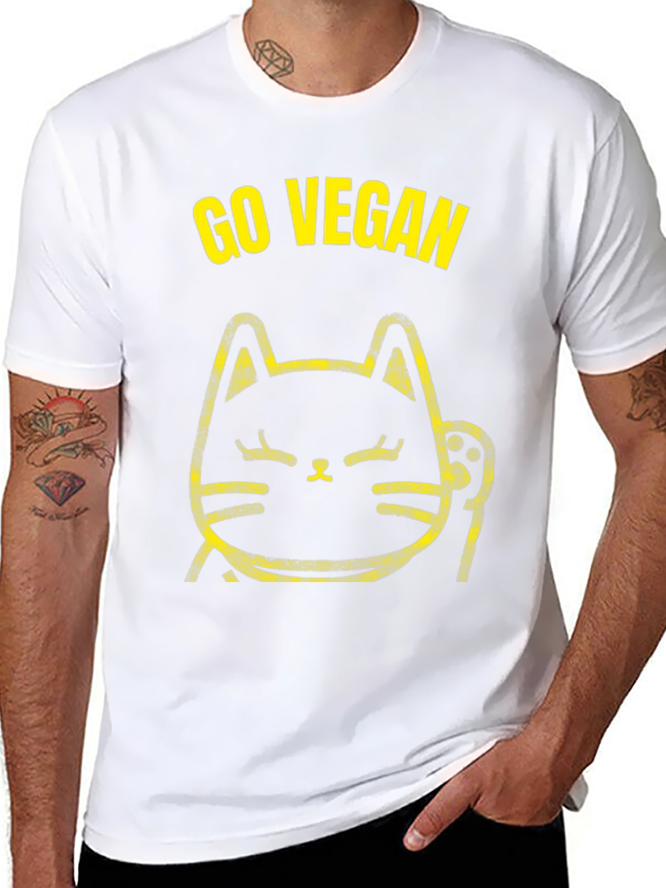 Go Vegan Cat T-Shirt - Black
