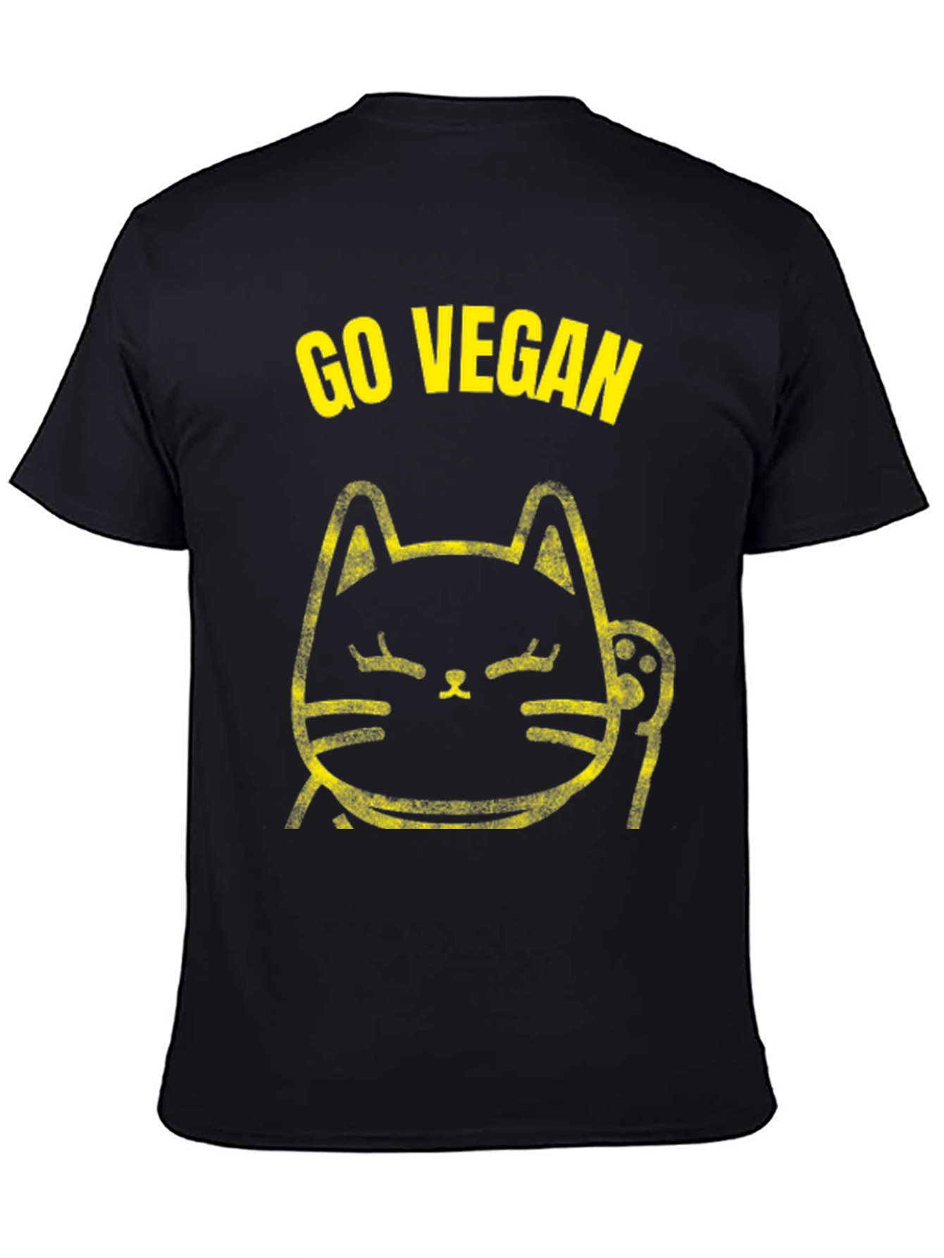 Go Vegan Cat T-Shirt - Black
