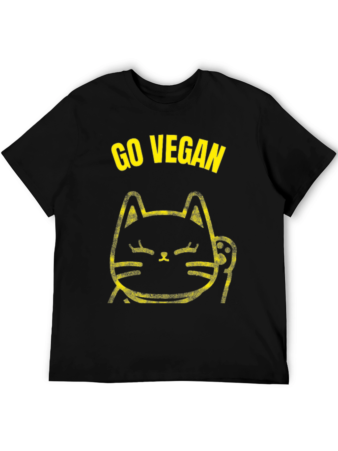 Go Vegan Cat T-Shirt - Black