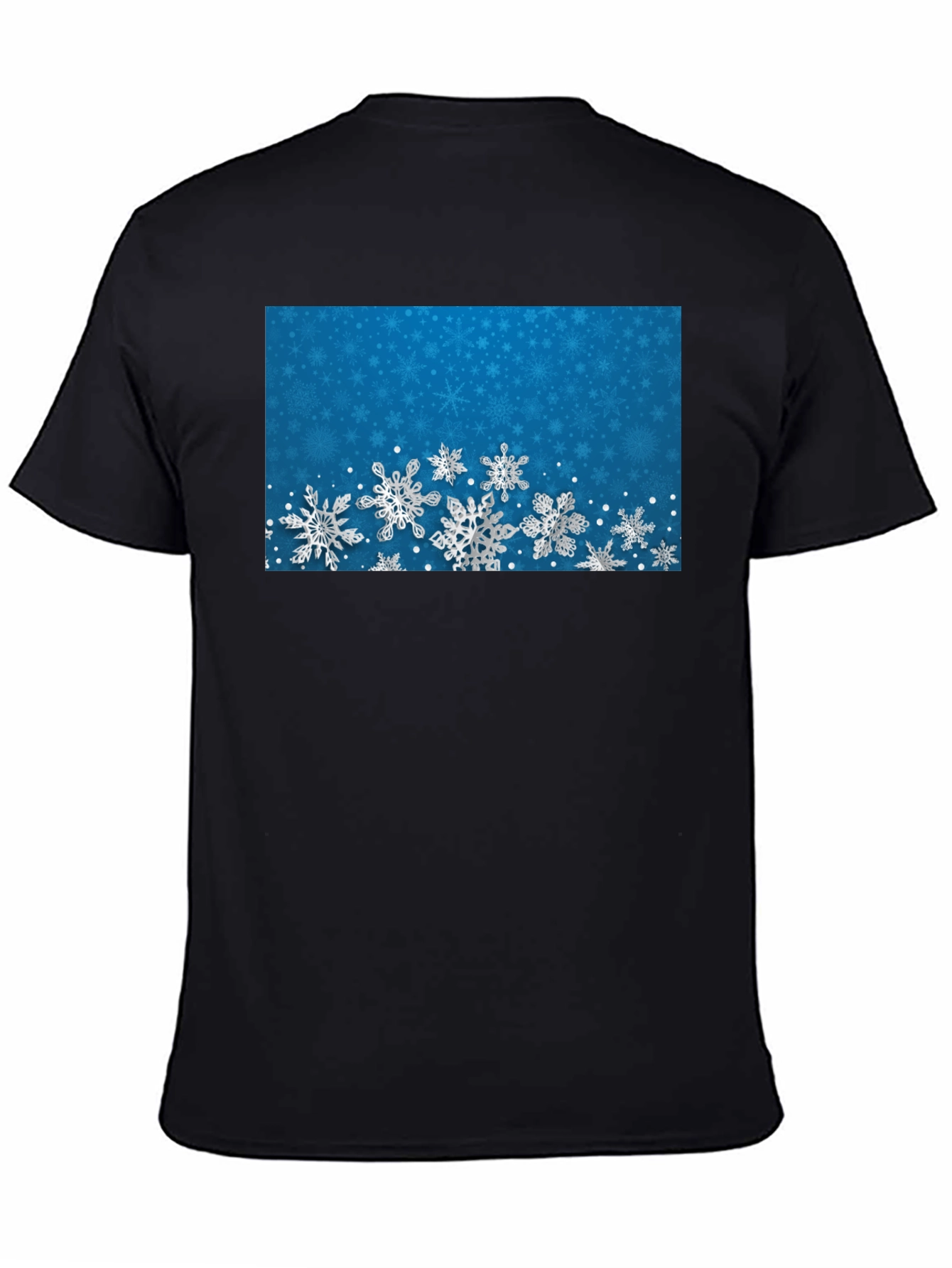 Snowflake Pattern Black T-Shirt