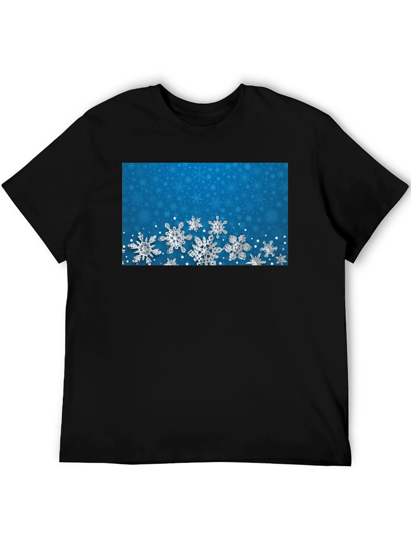 Snowflake Pattern Black T-Shirt