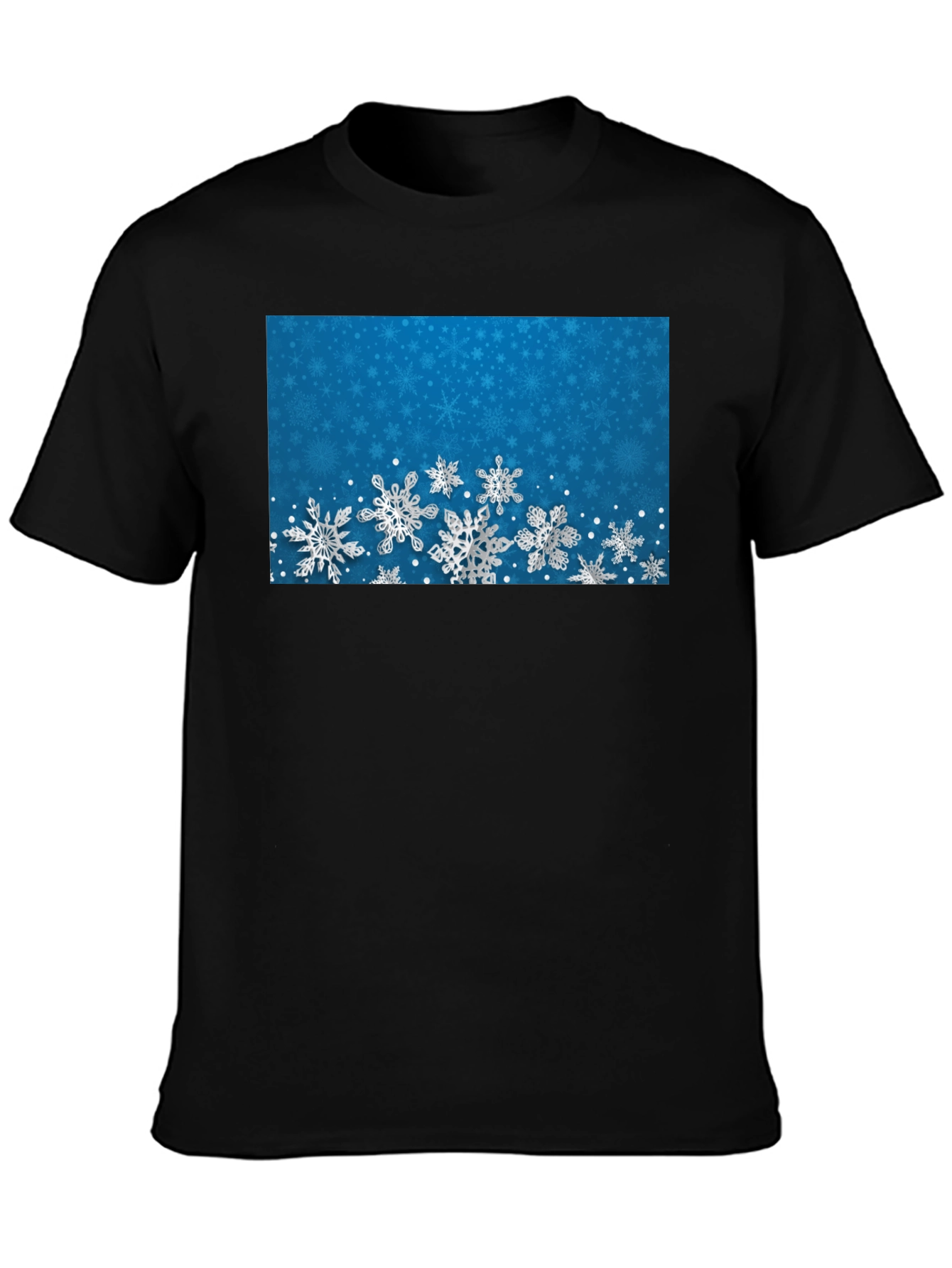 Snowflake Pattern Black T-Shirt