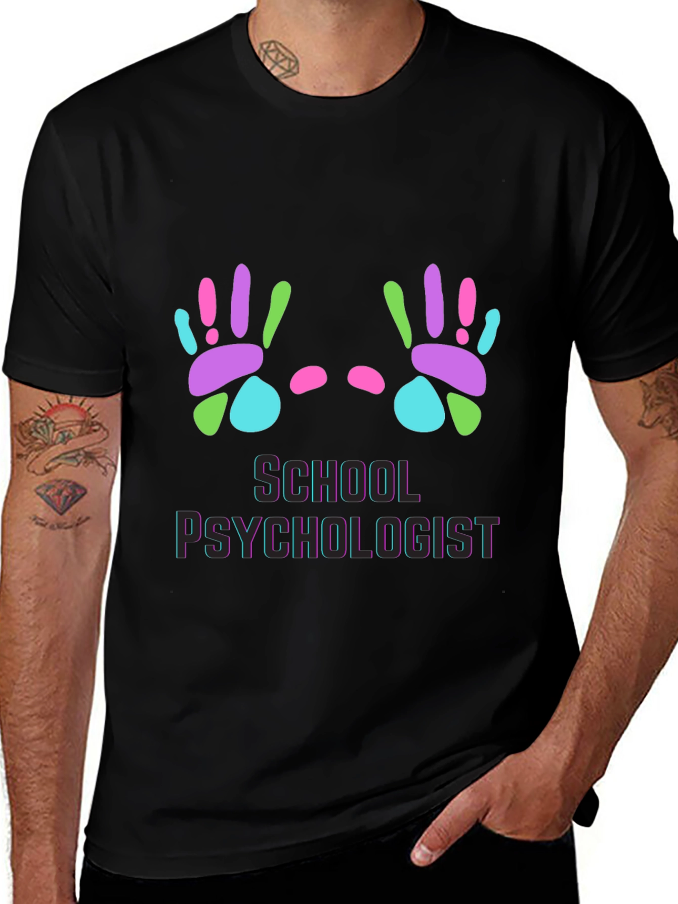School Psychologist Handprint Graphic T-Shirt